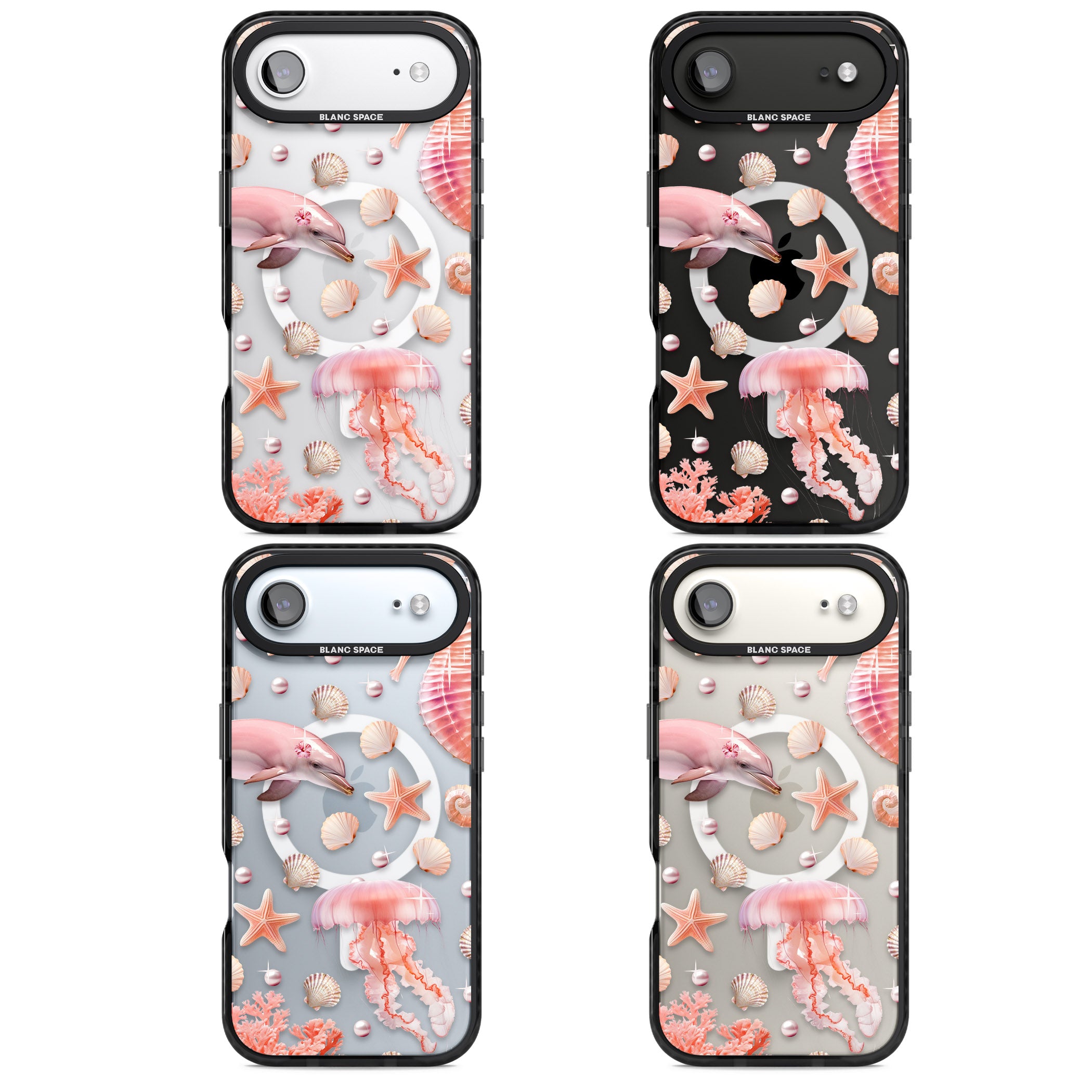 Pink Sealife iPhone 17 Air Impact Pro Black Phone Case APT Impact Protection