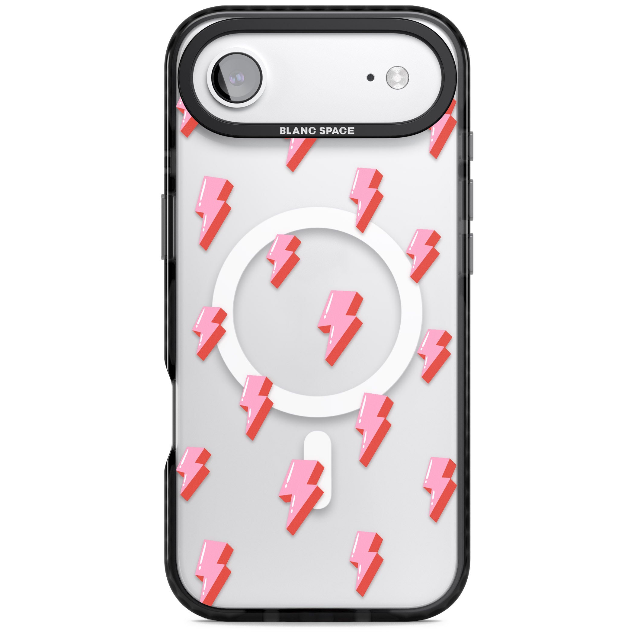 Pink Bolt Pattern iPhone 17 Air Impact Pro Black Phone Case