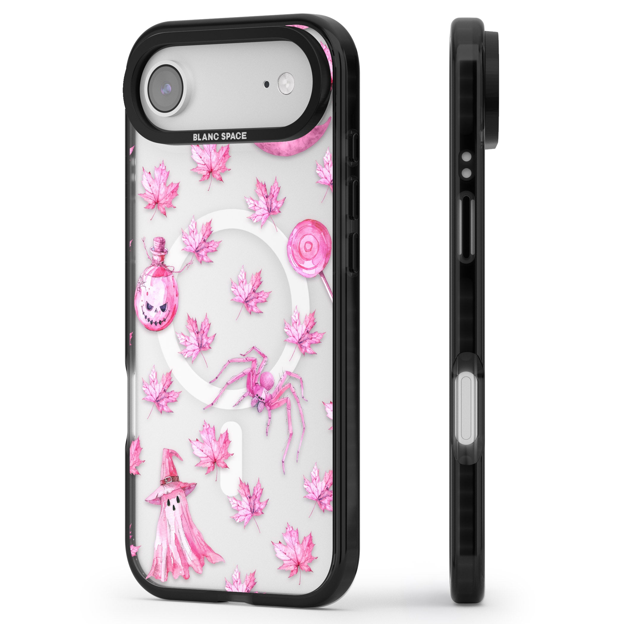 Pink Moon Maple iPhone 17 Air Impact Pro Black Phone Case Side Profile