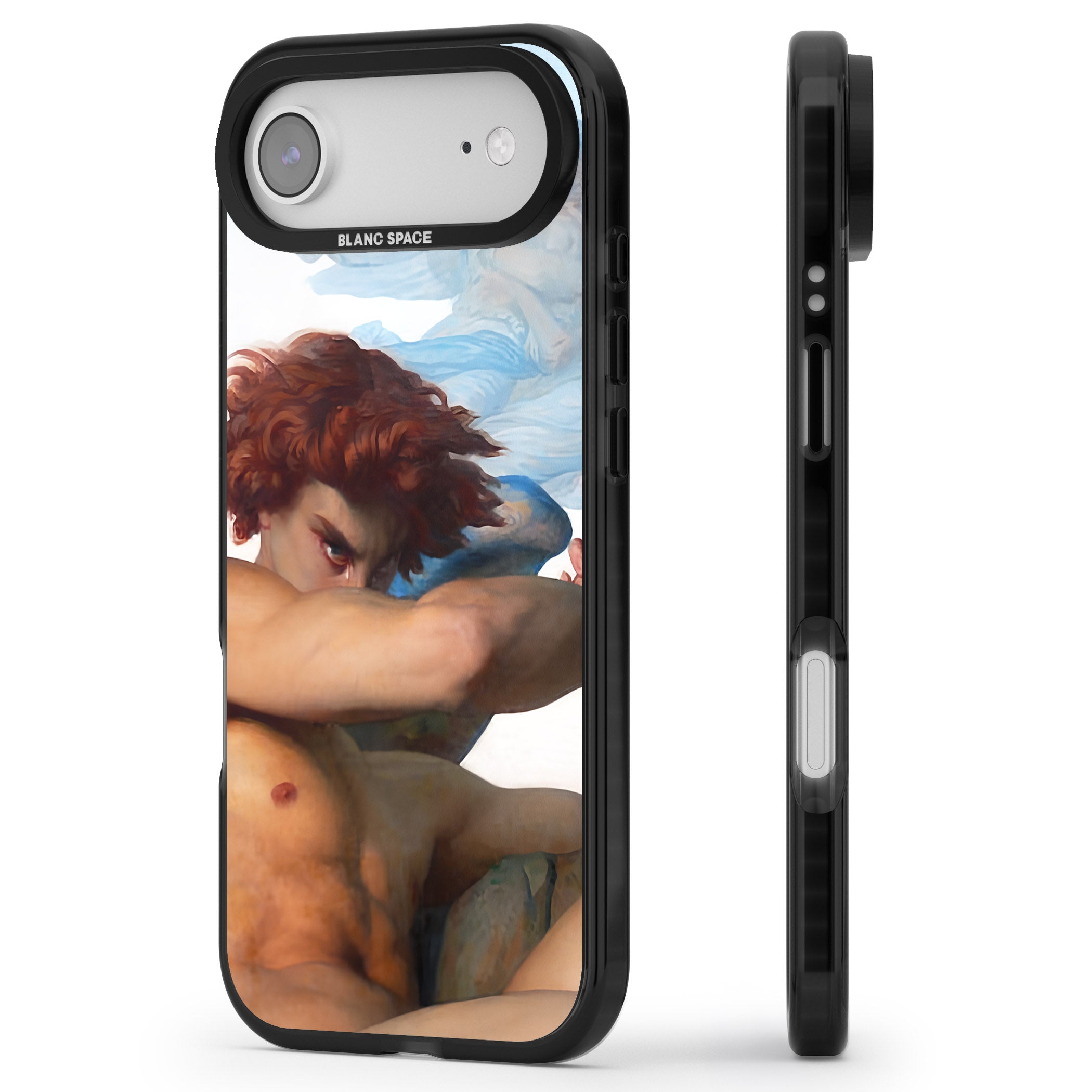 The Fallen Angel iPhone 17 Air Impact Pro Black Phone Case Side Profile