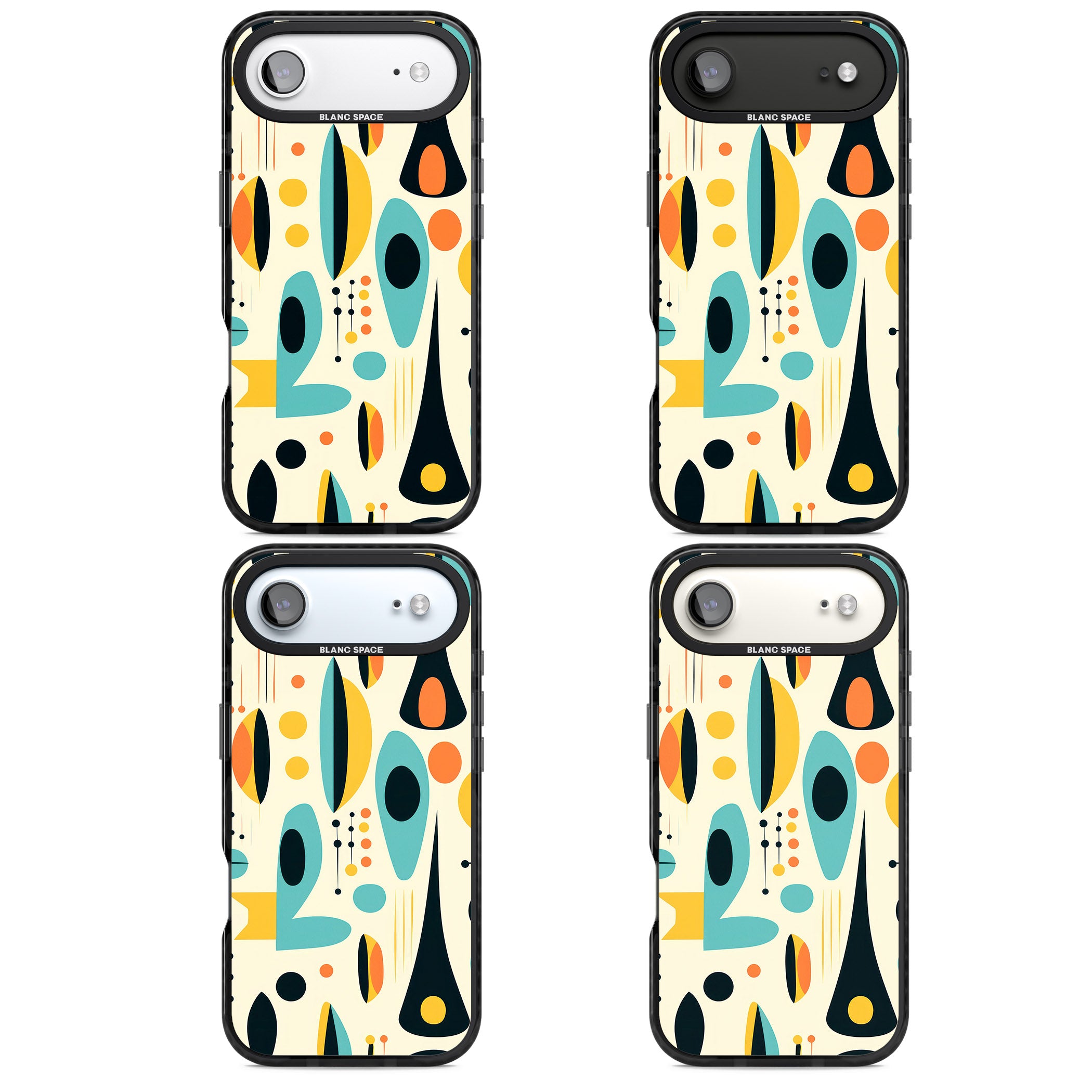 Mid Century Atomic Pattern iPhone 17 Air Impact Pro Black Phone Case APT Impact Protection