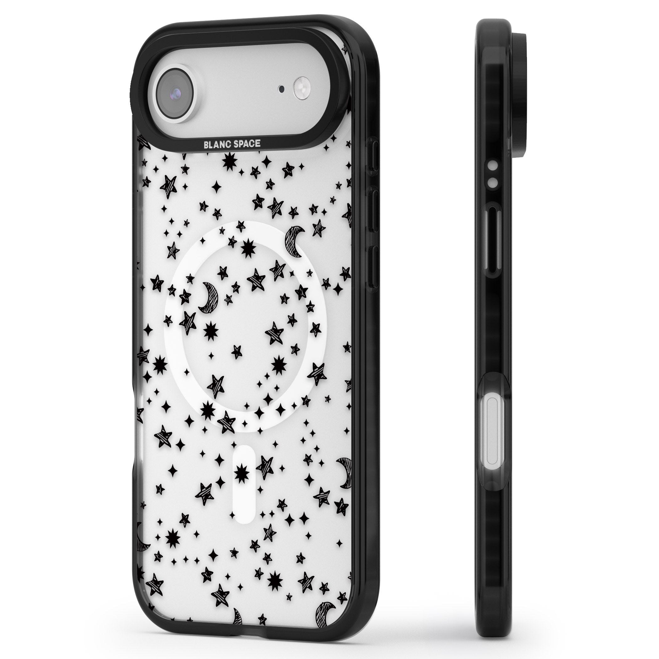Black Cosmic Galaxy Pattern iPhone 17 Air Impact Pro Black Phone Case Side Profile