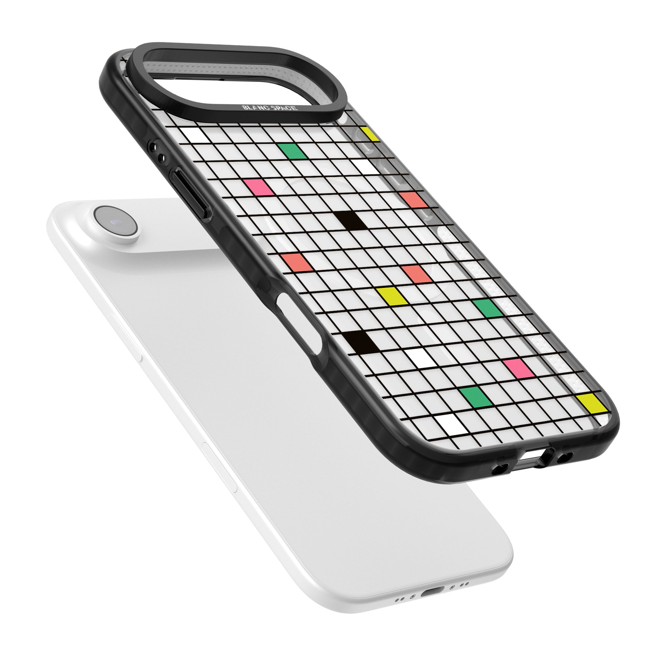 Vibrant Clear Geometric Grid iPhone 17 Air Impact Pro Black Phone Case Colours