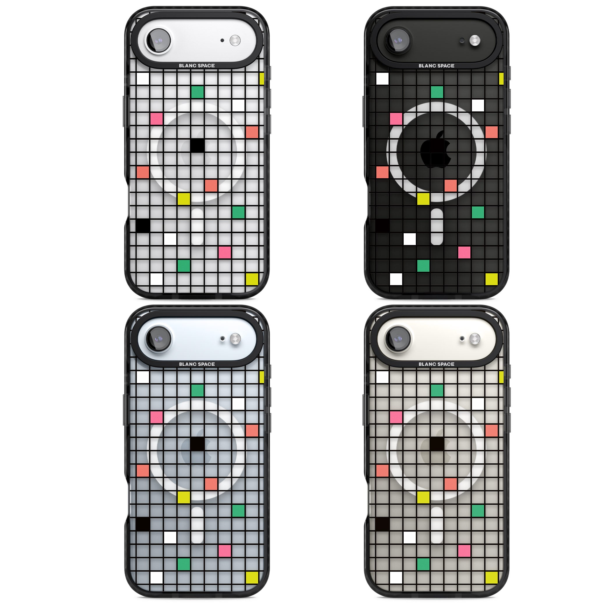Vibrant Clear Geometric Grid iPhone 17 Air Impact Pro Black Phone Case APT Impact Protection