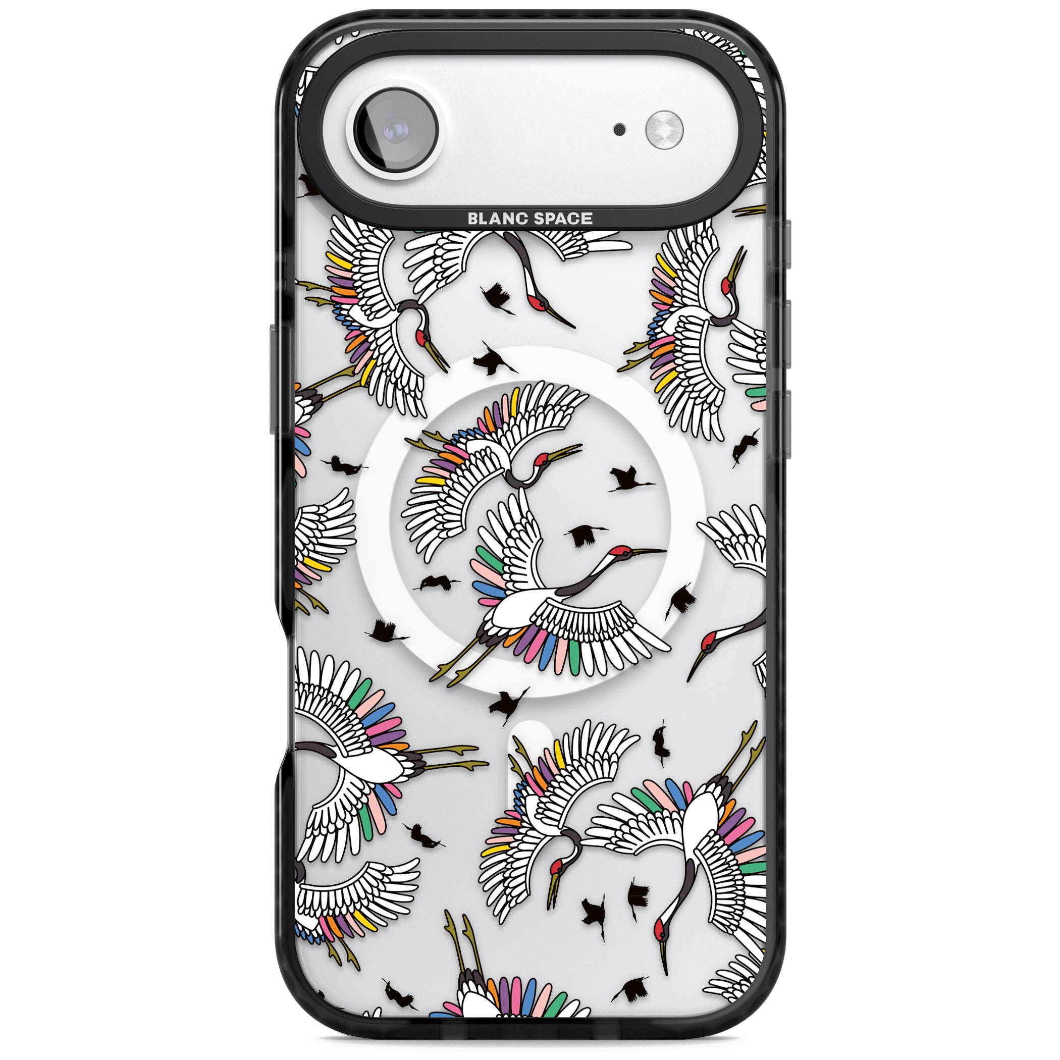 Colourful Crane Pattern iPhone 17 Air Impact Pro Black Phone Case
