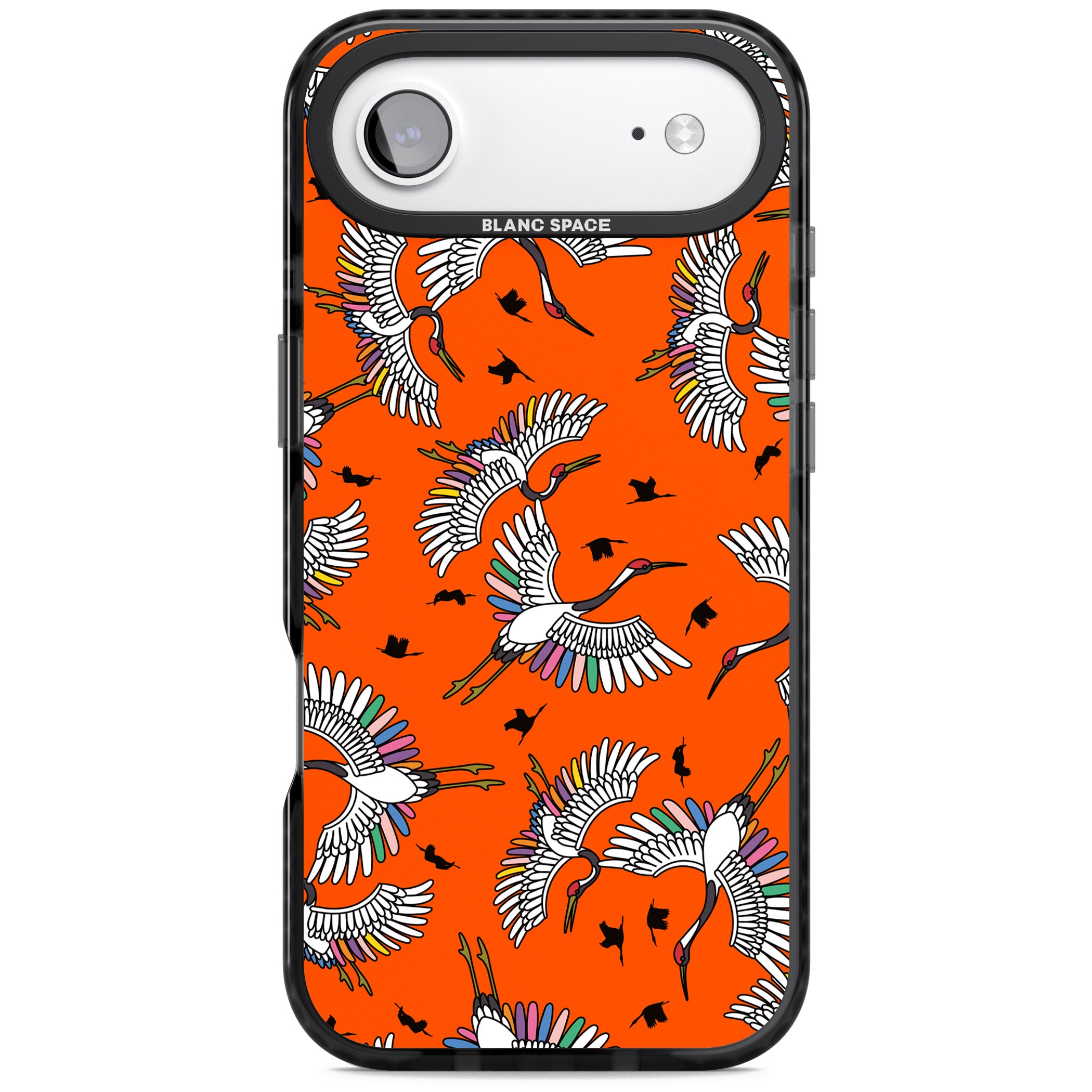 Colourful Crane Pattern (Orange) iPhone 17 Air Impact Pro Black Phone Case