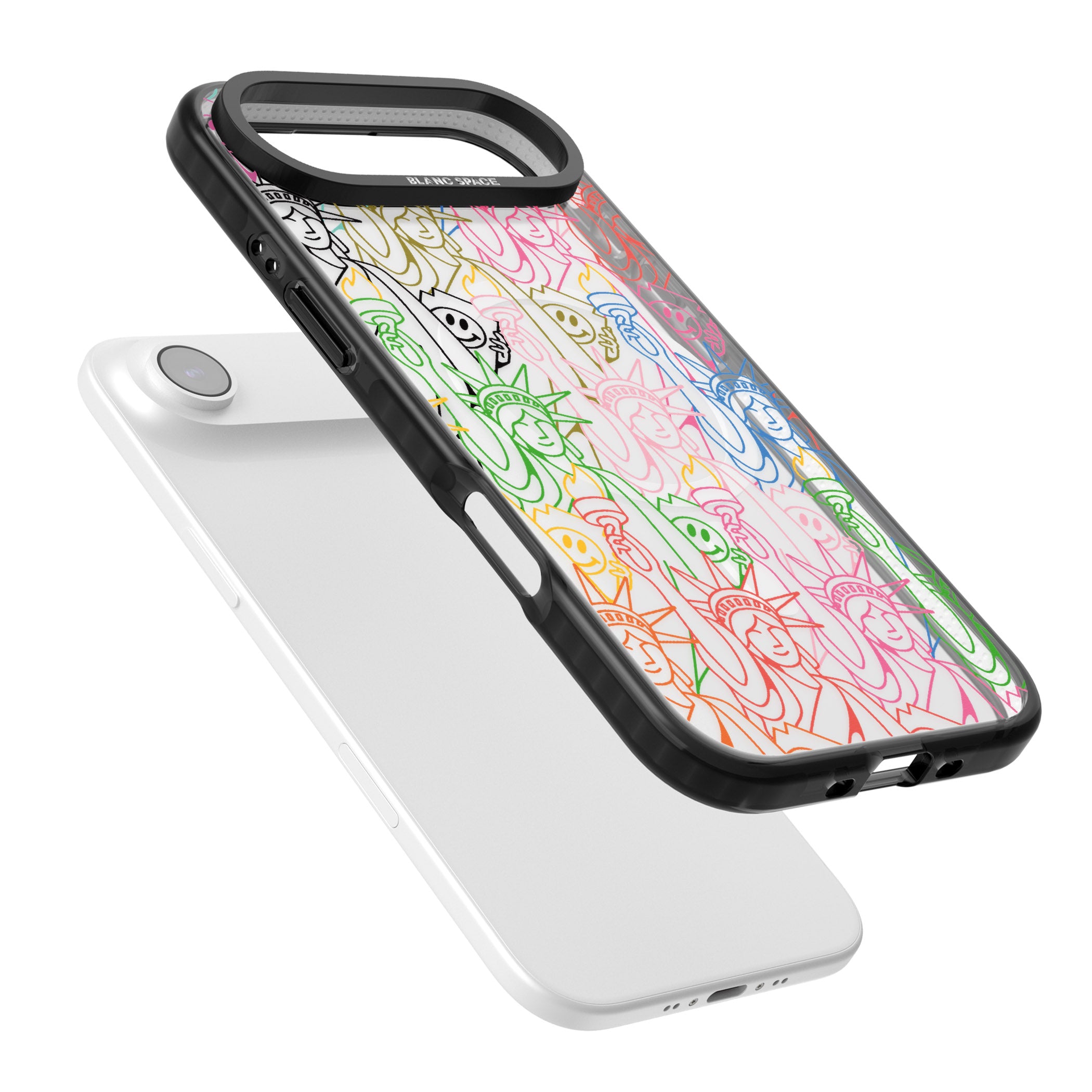 Multicolour Liberty Line Pattern iPhone 17 Air Impact Pro Black Phone Case Colours