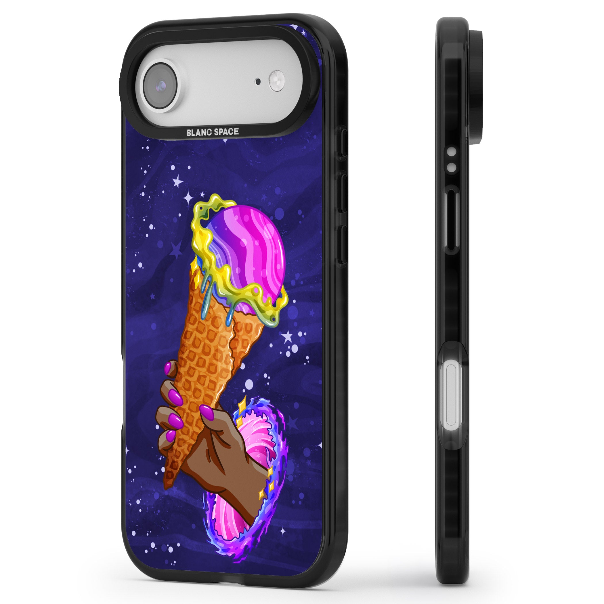 Interdimensional Ice Cream iPhone 17 Air Impact Pro Black Phone Case Side Profile