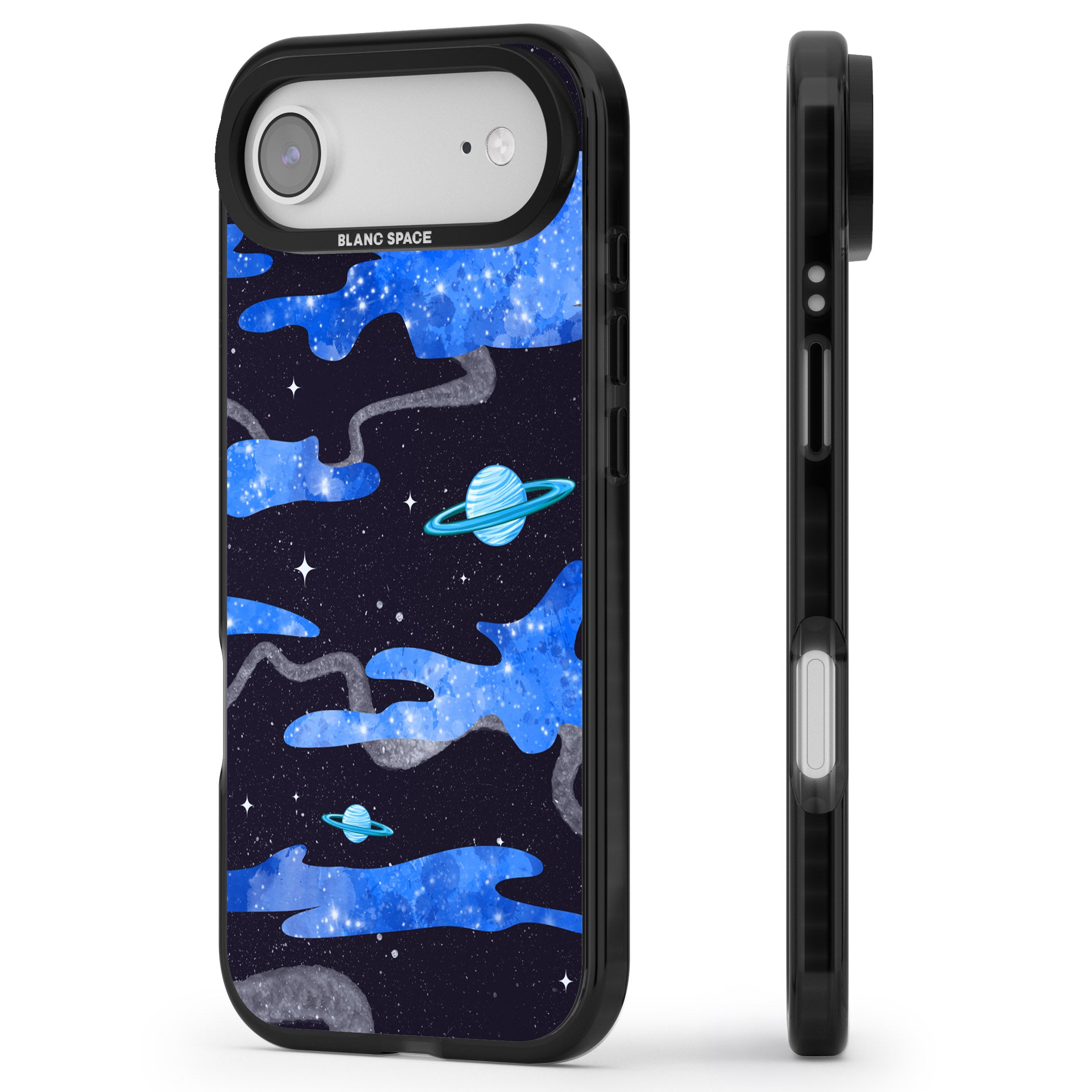 Blue Galaxy iPhone 17 Air Impact Pro Black Phone Case Side Profile