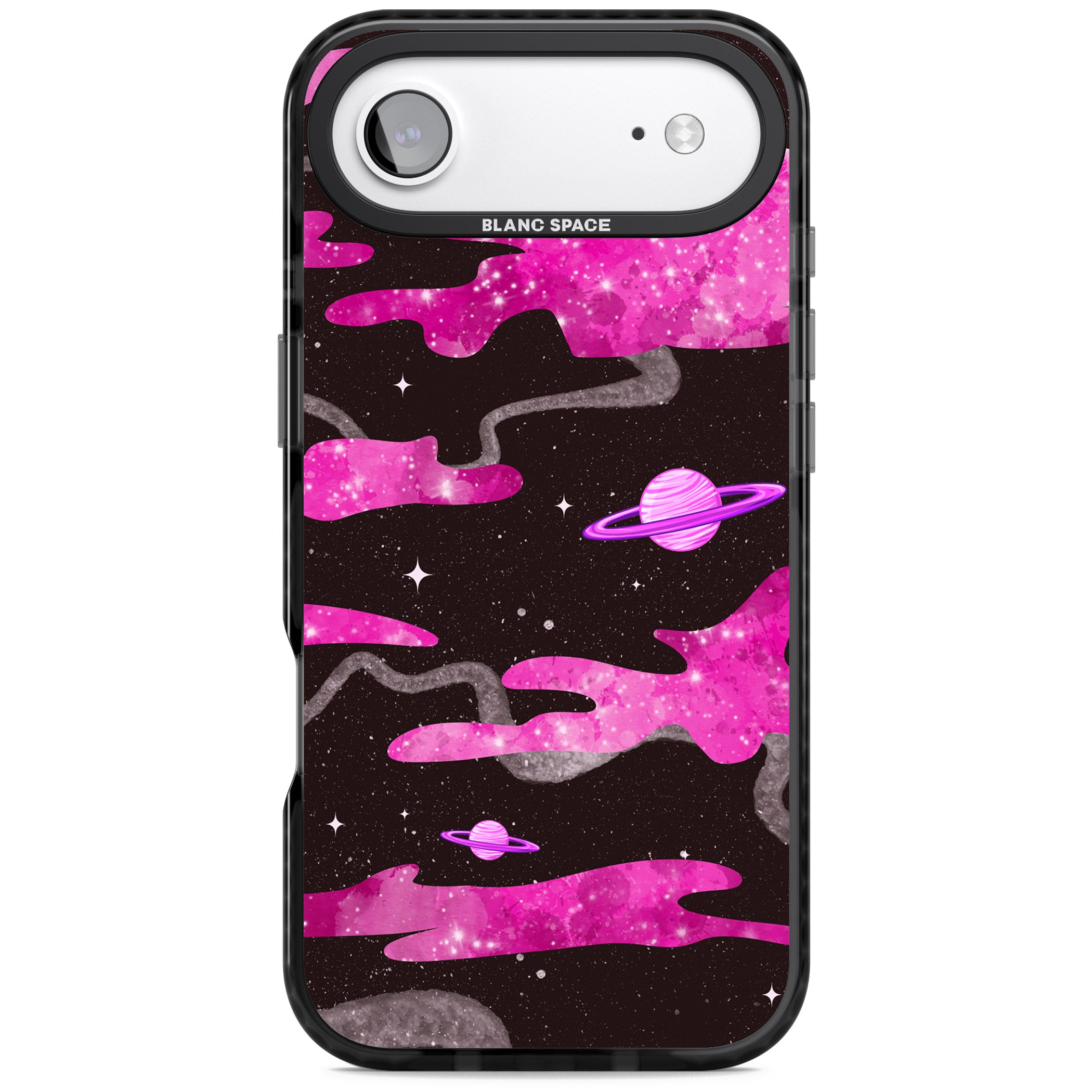 Pink Galaxy iPhone 17 Air Impact Pro Black Phone Case