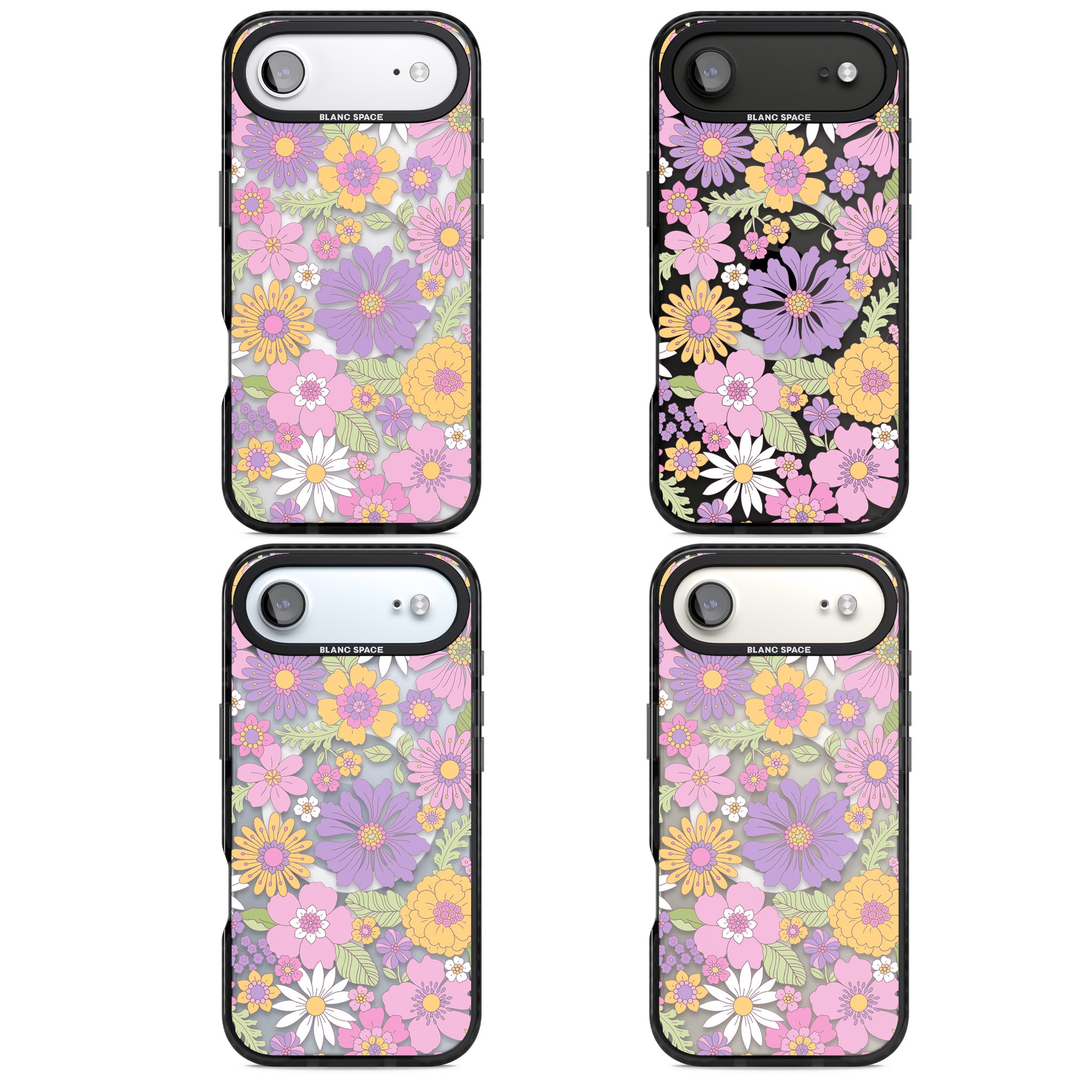 Soft Flower Mix iPhone 17 Air Impact Pro Black Phone Case APT Impact Protection