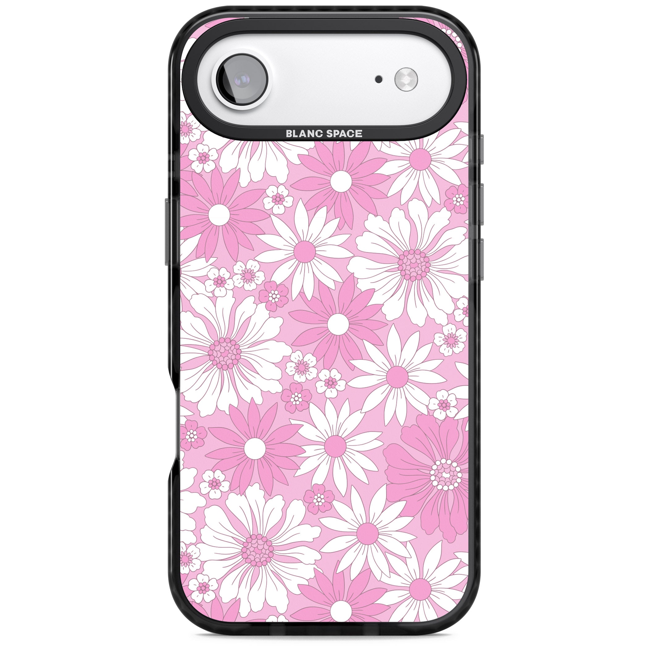 Pink White Flowers iPhone 17 Air Impact Pro Black Phone Case