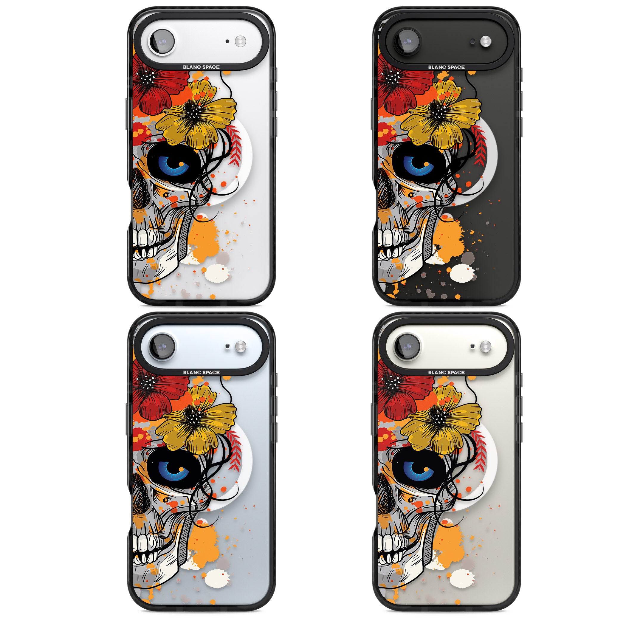 Sugar Skull Flowers iPhone 17 Air Impact Pro Black Phone Case APT Impact Protection