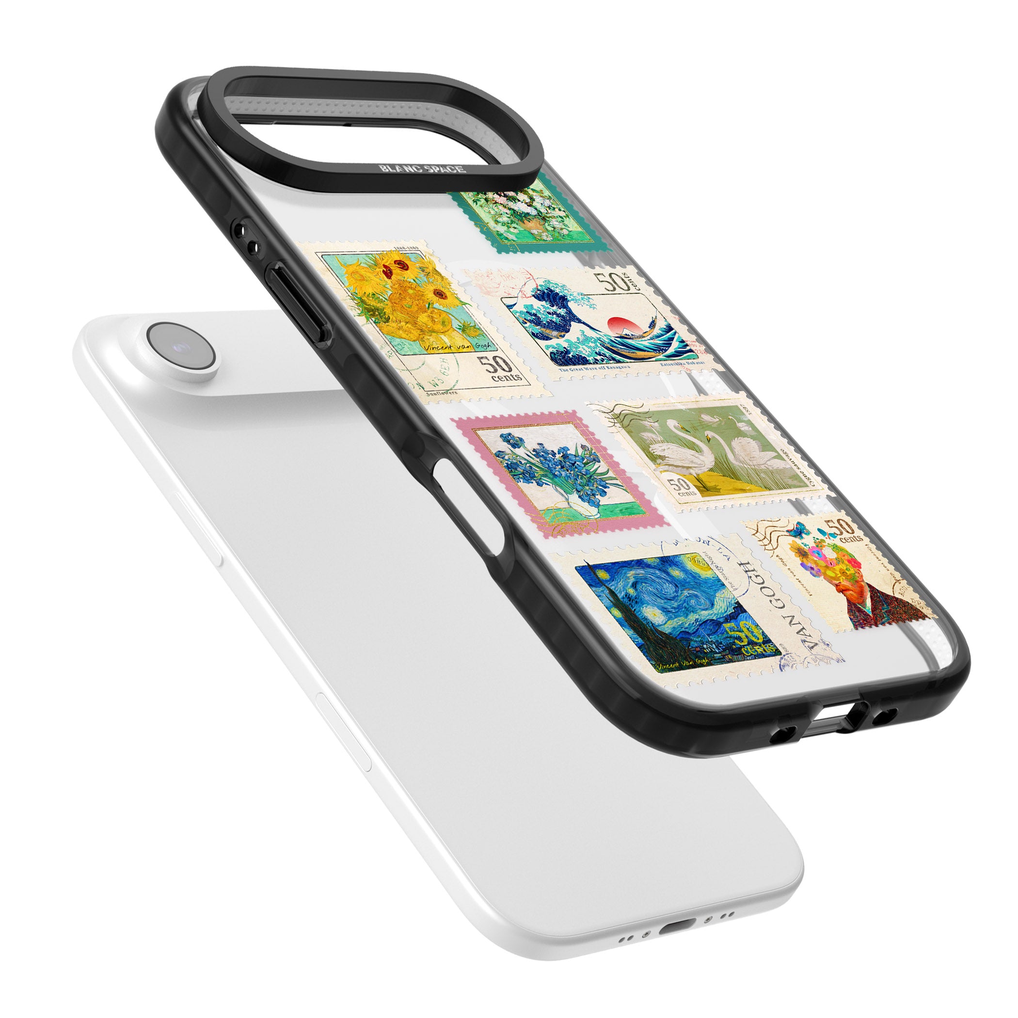 Vintage Art Stamps iPhone 17 Air Impact Pro Black Phone Case Colours