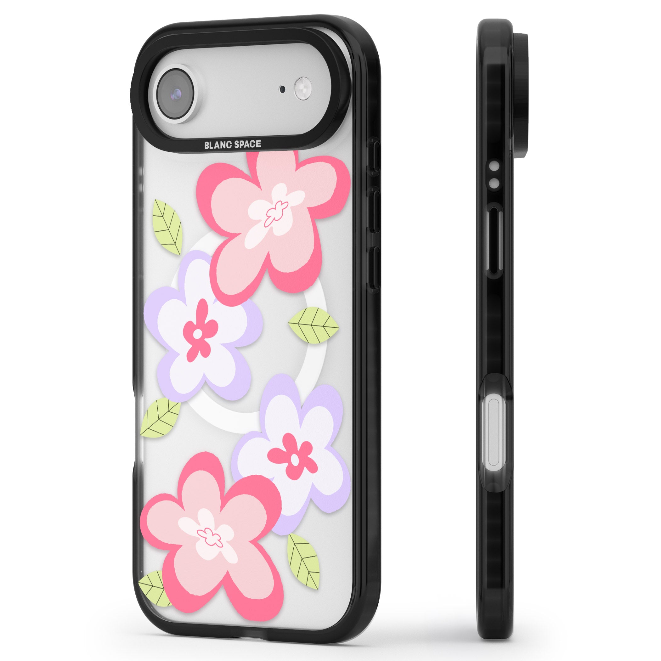 Funky Flowers iPhone 17 Air Impact Pro Black Phone Case Side Profile
