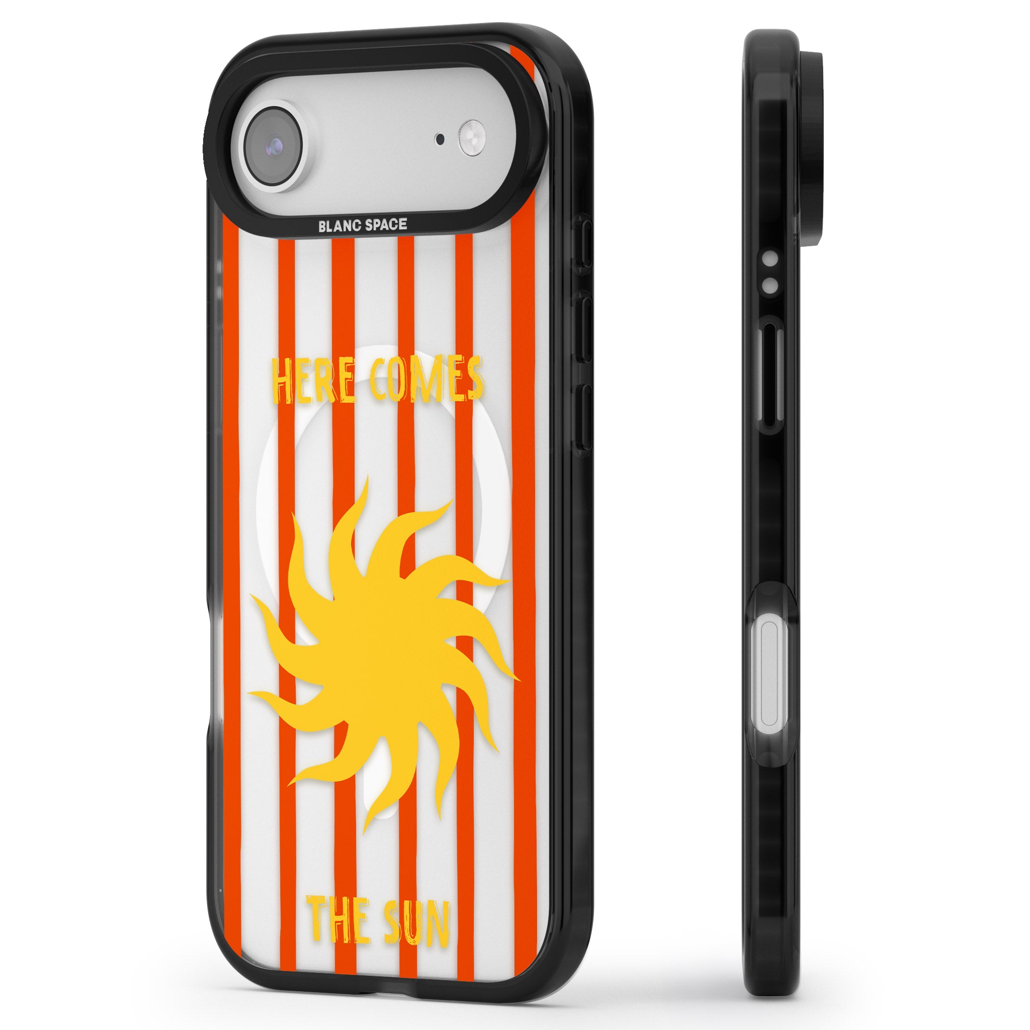 Here Comes The Sun iPhone 17 Air Impact Pro Black Phone Case Side Profile