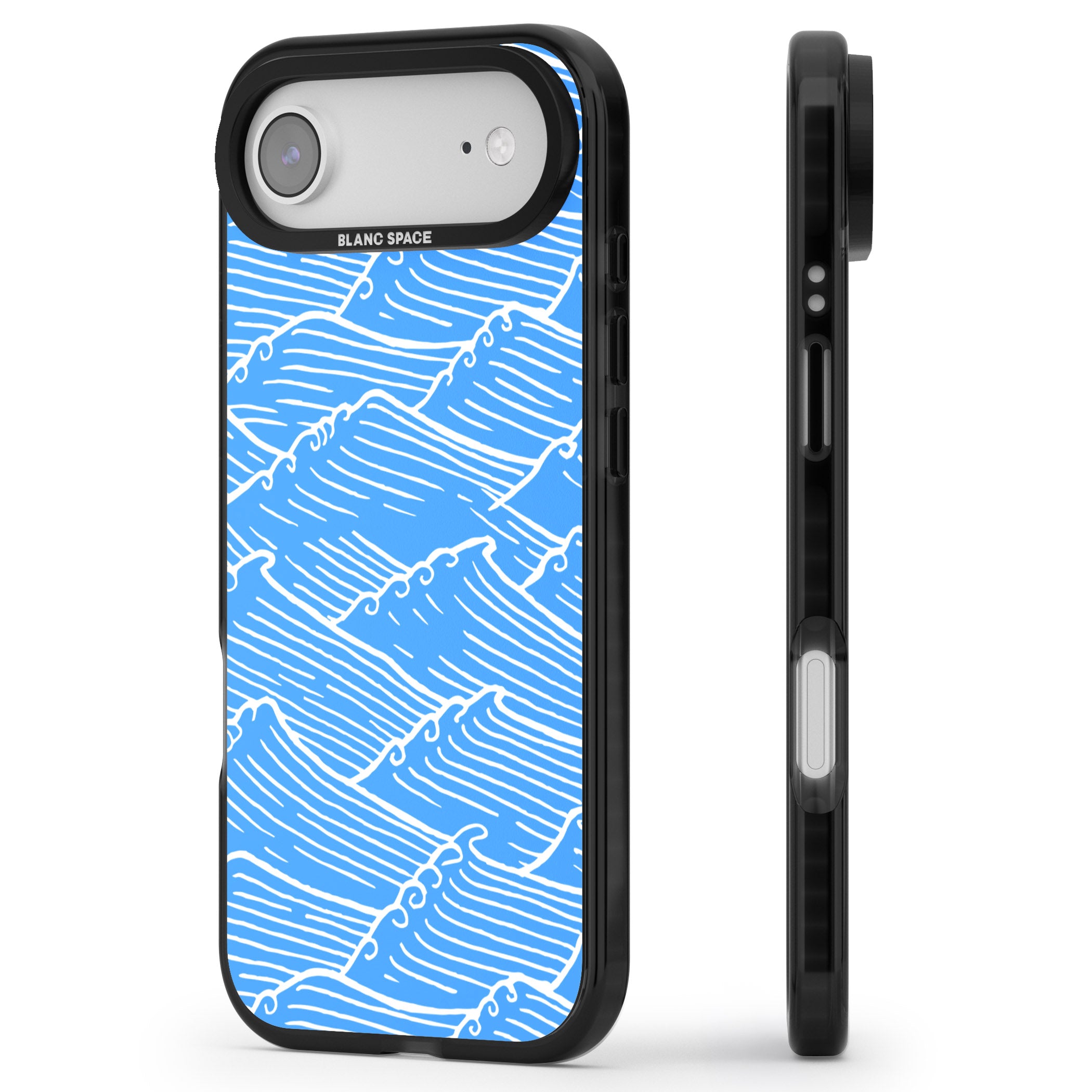 Waves Pattern iPhone 17 Air Impact Pro Black Phone Case Side Profile
