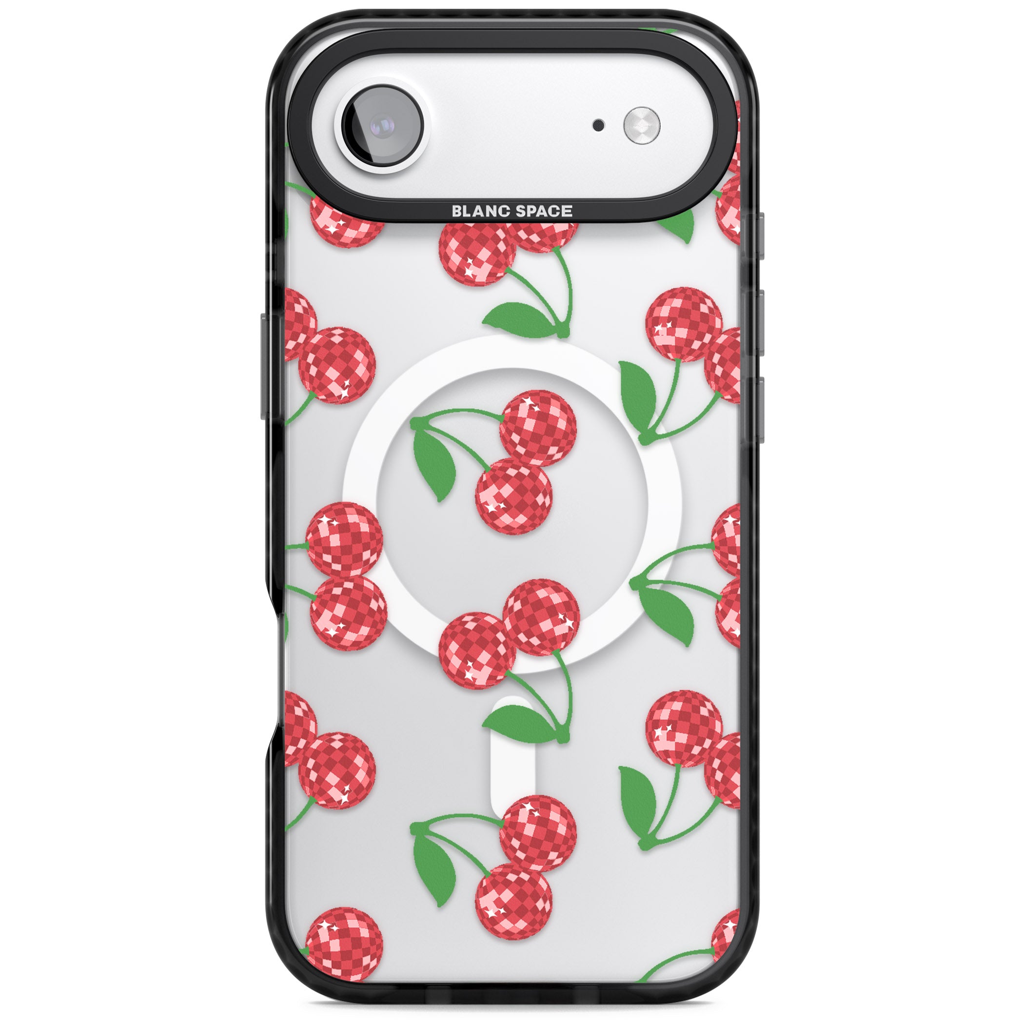 Disco Cherry Pattern iPhone 17 Air Impact Pro Black Phone Case