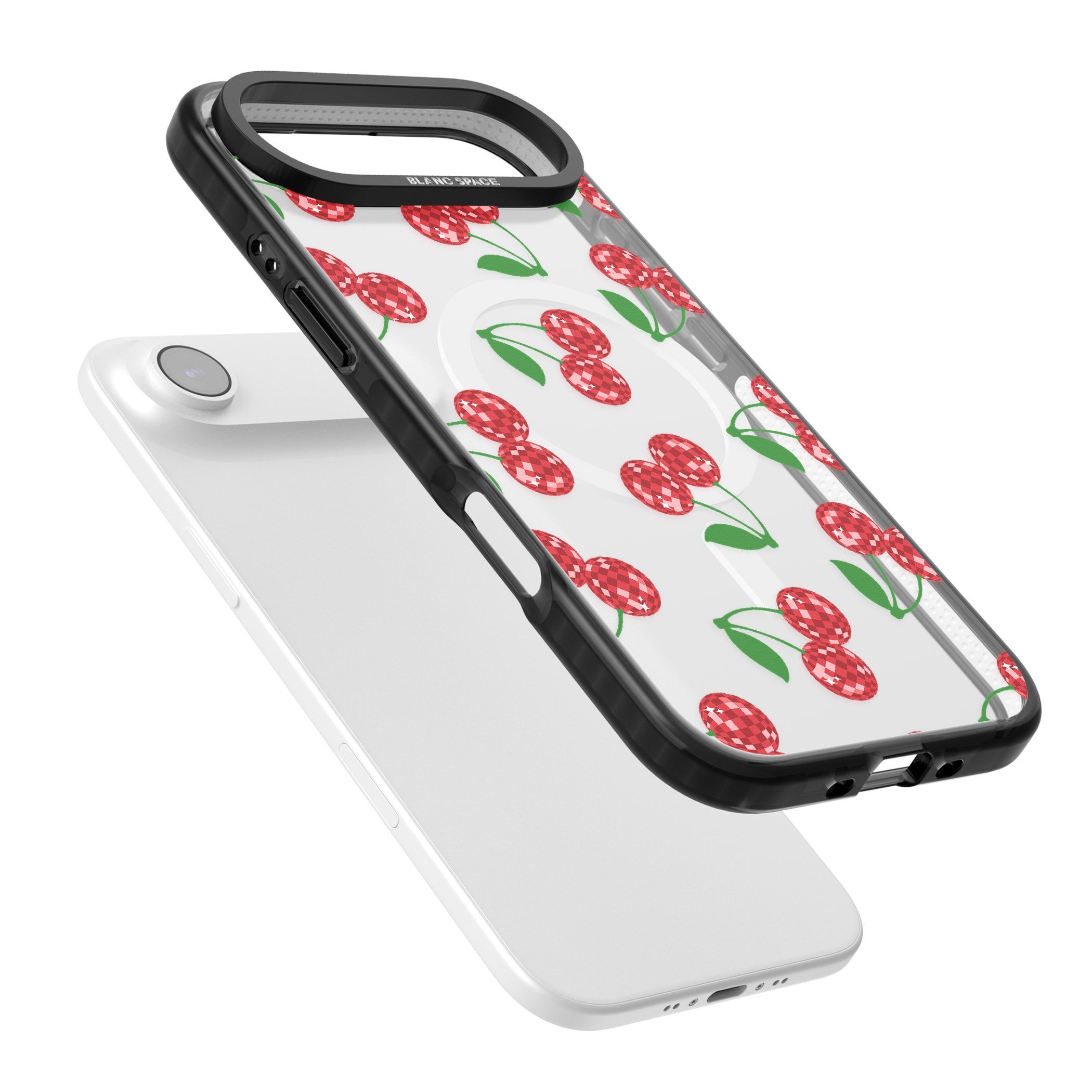 Disco Cherry Pattern iPhone 17 Air Impact Pro Black Phone Case Colours