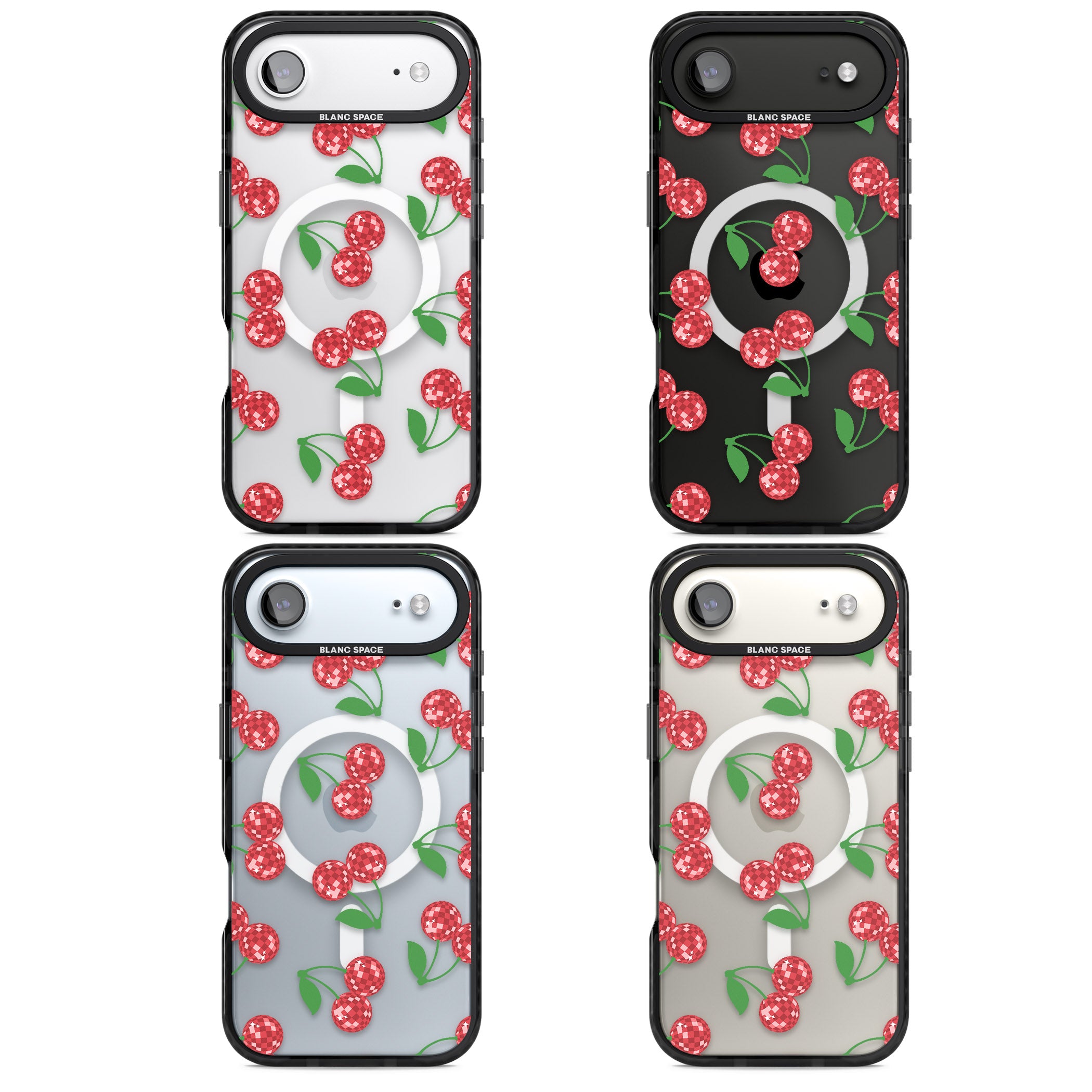 Disco Cherry Pattern iPhone 17 Air Impact Pro Black Phone Case APT Impact Protection