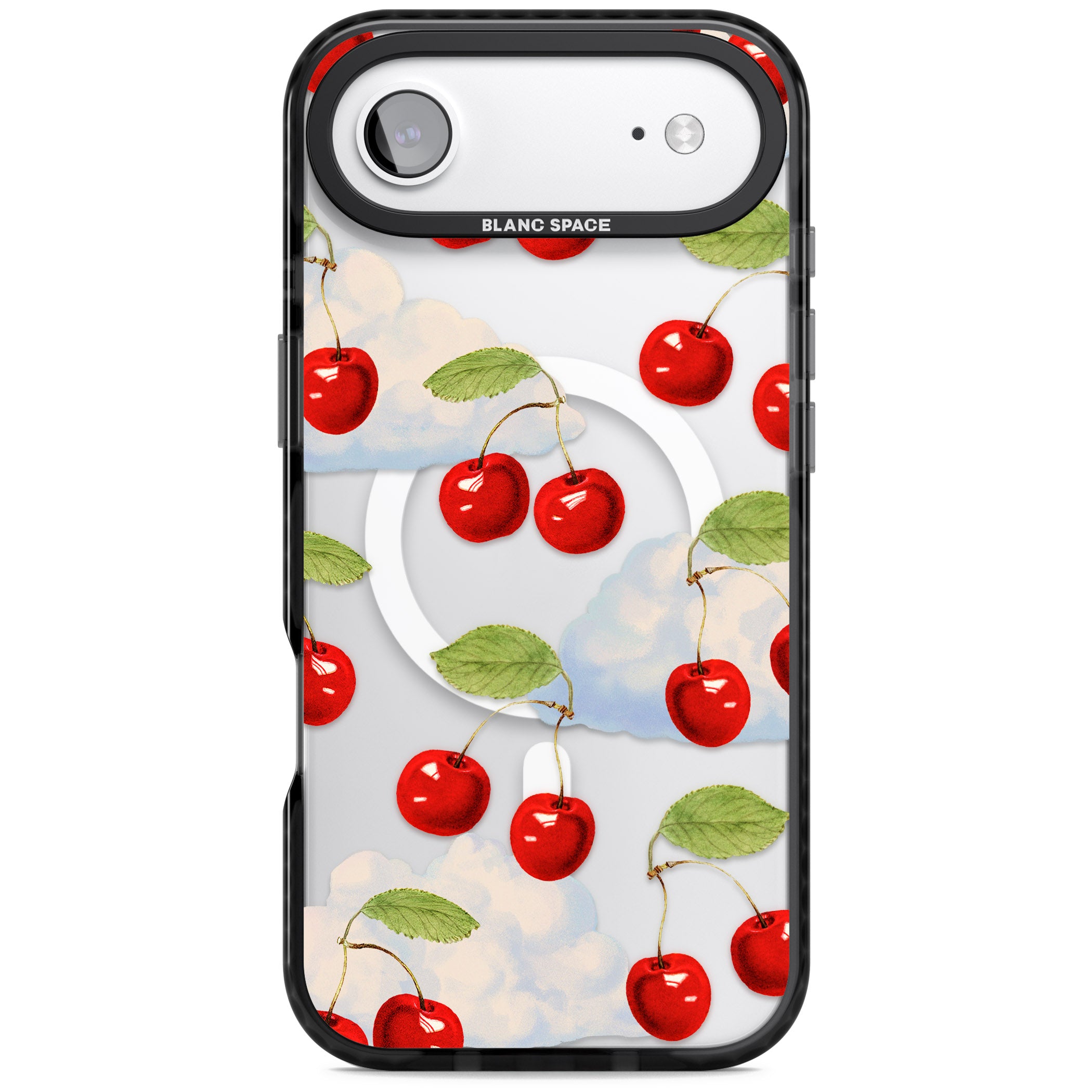 Vintage Cherries & Clouds iPhone 17 Air Impact Pro Black Phone Case