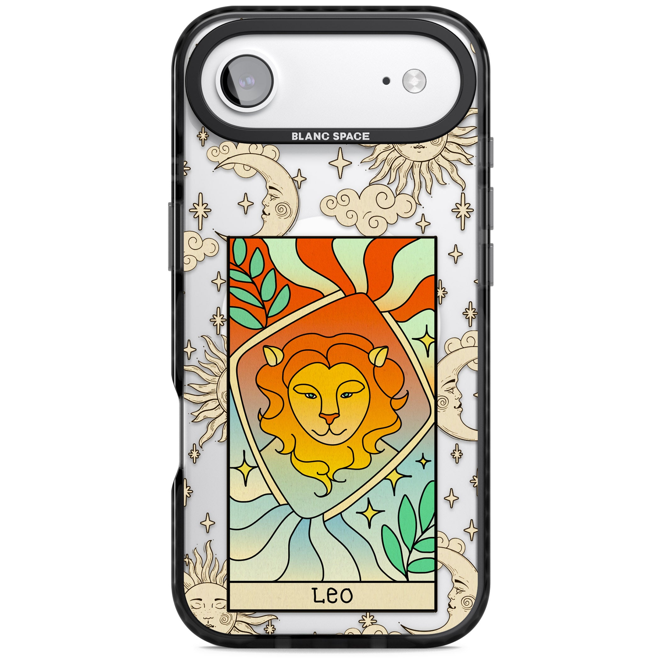 Celestial Zodiac Leo iPhone 17 Air Impact Pro Black Phone Case