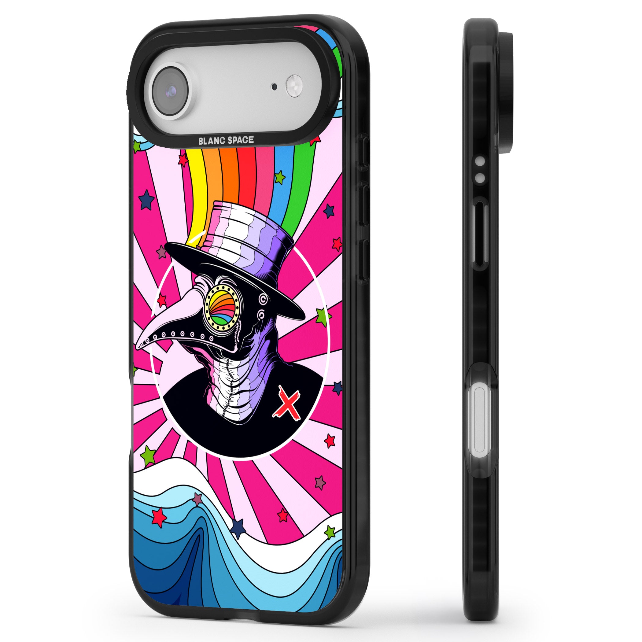 Plague Doctor Passion iPhone 17 Air Impact Pro Black Phone Case Side Profile