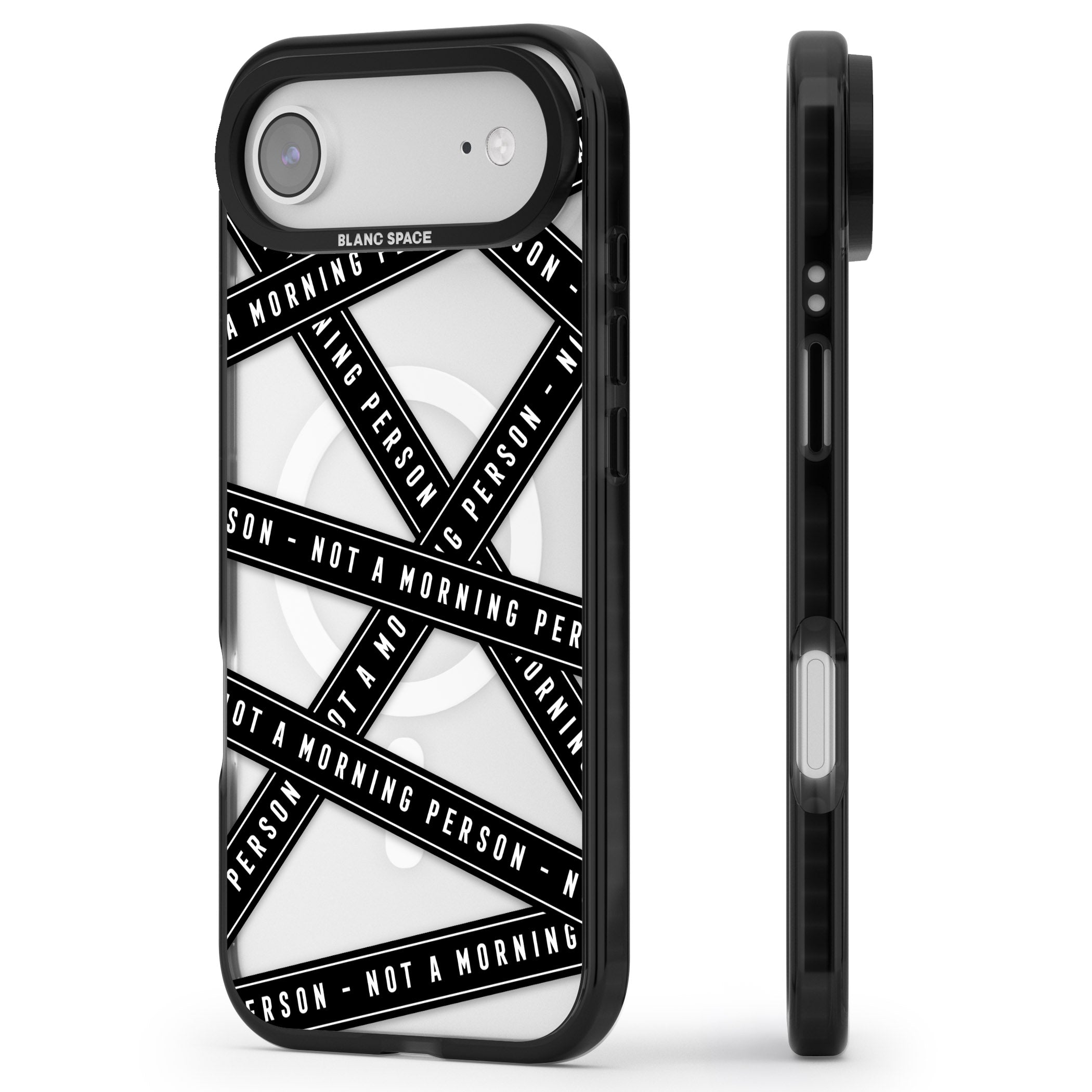 Not A Morning Person iPhone 17 Air Impact Pro Black Phone Case Side Profile