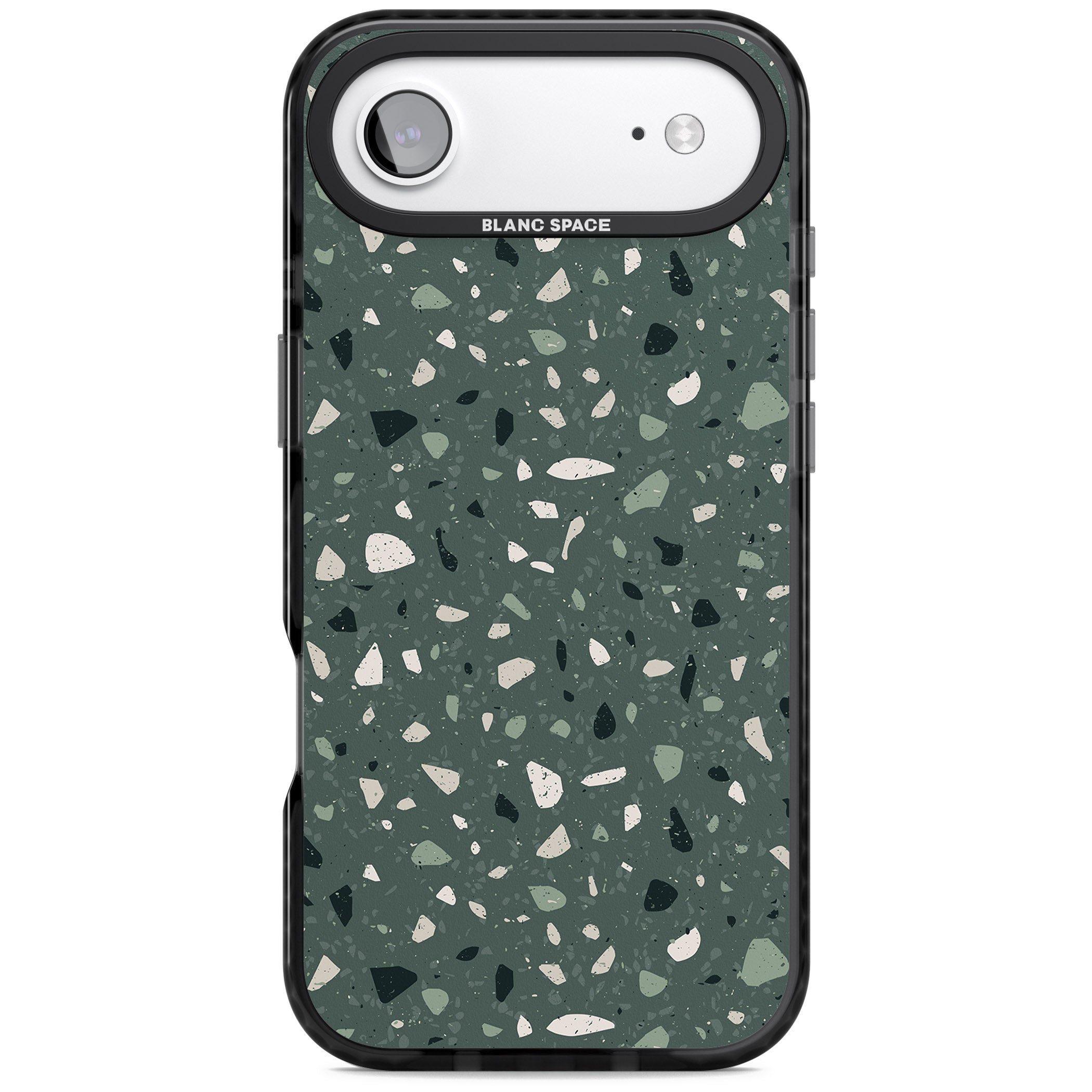 Green & Cream Terrazzo Pattern iPhone 17 Air Impact Pro Black Phone Case