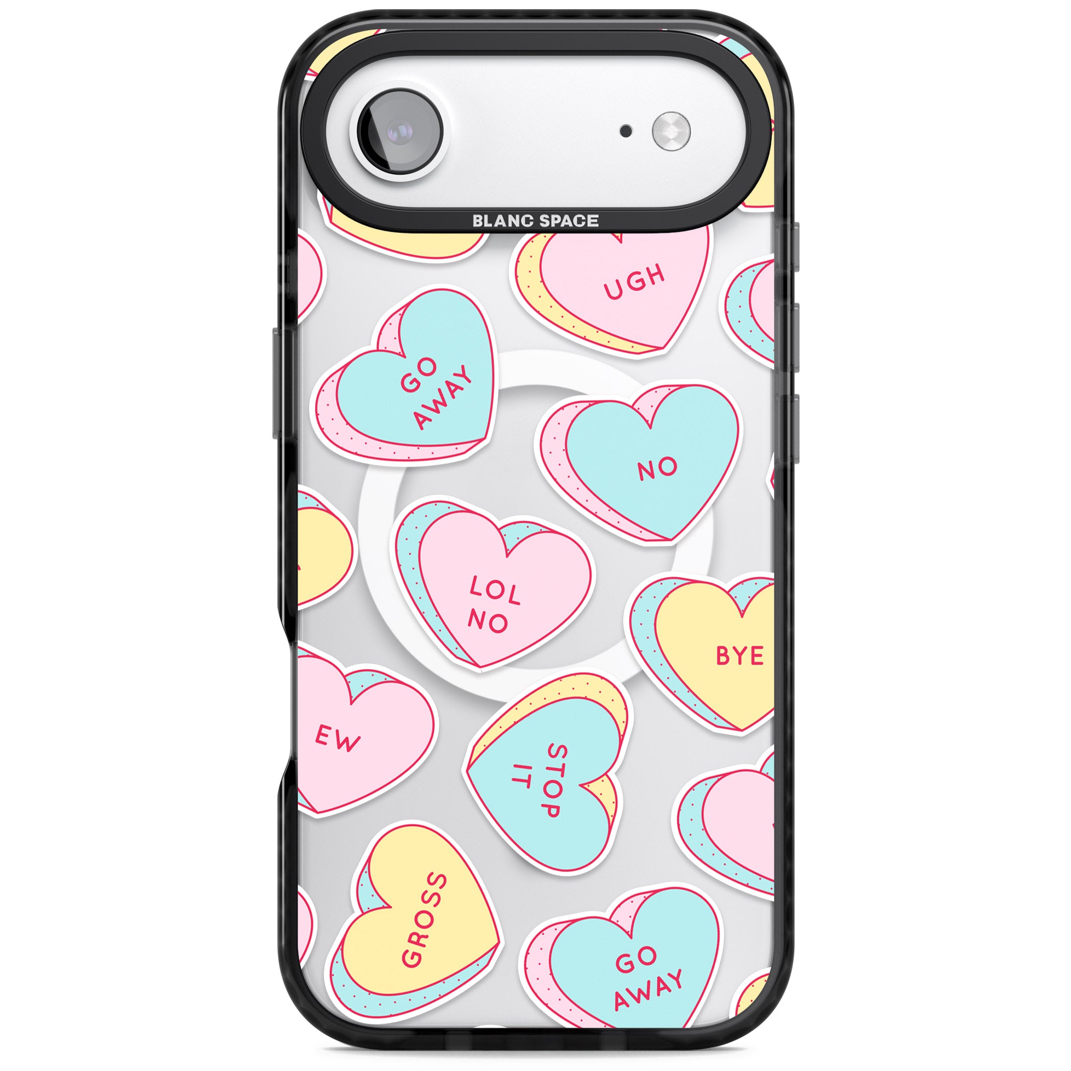 Sarcastic Love Hearts iPhone 17 Air Impact Pro Black Phone Case