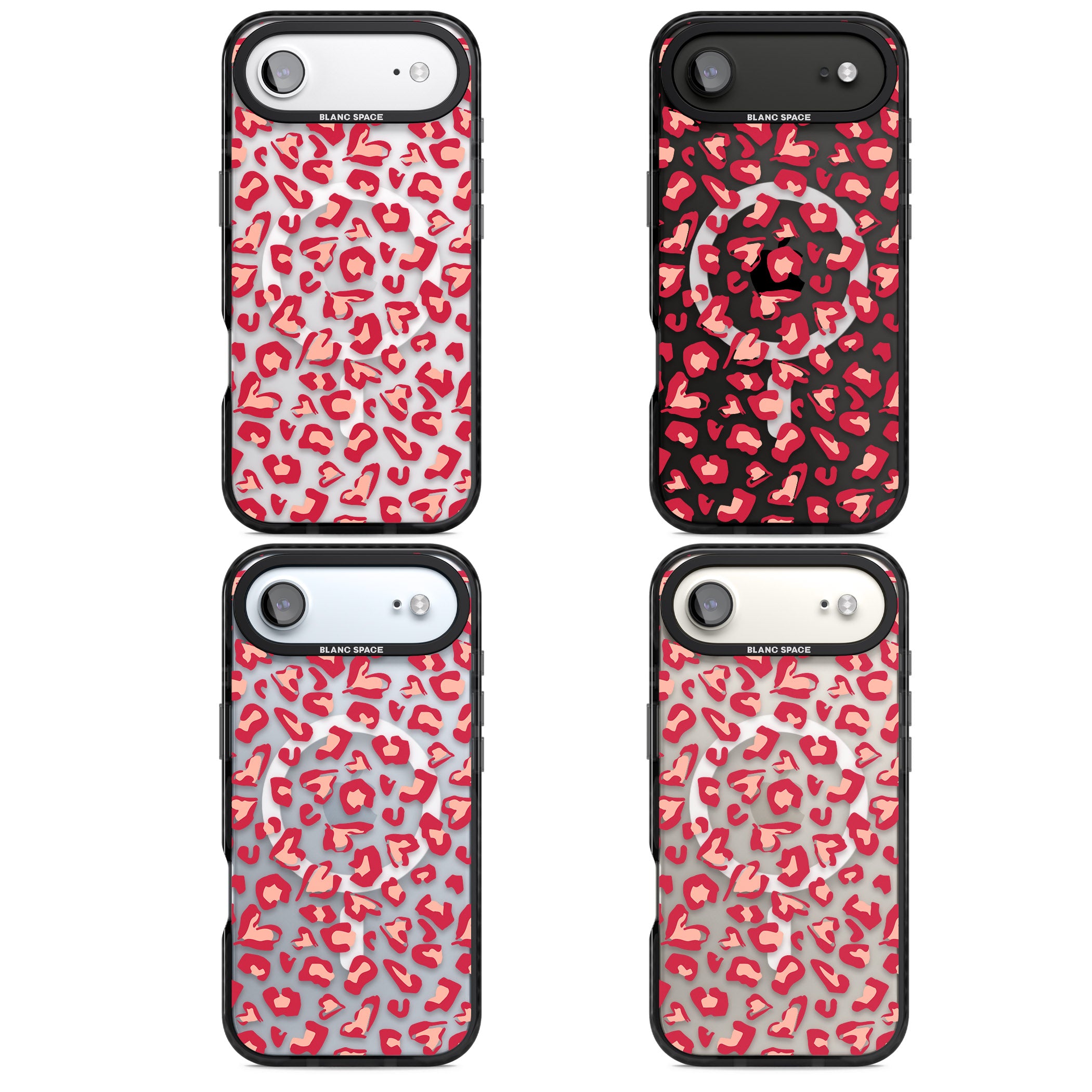 Heart Leopard Print iPhone 17 Air Impact Pro Black Phone Case APT Impact Protection