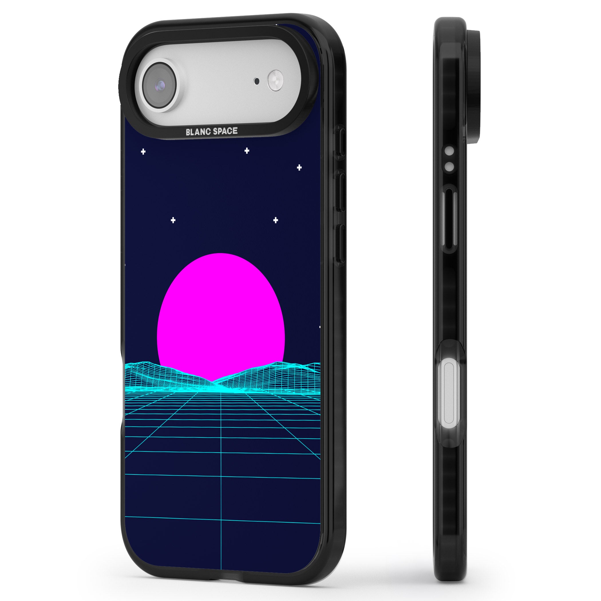 Miami Sunset Vaporwave iPhone 17 Air Impact Pro Black Phone Case Side Profile