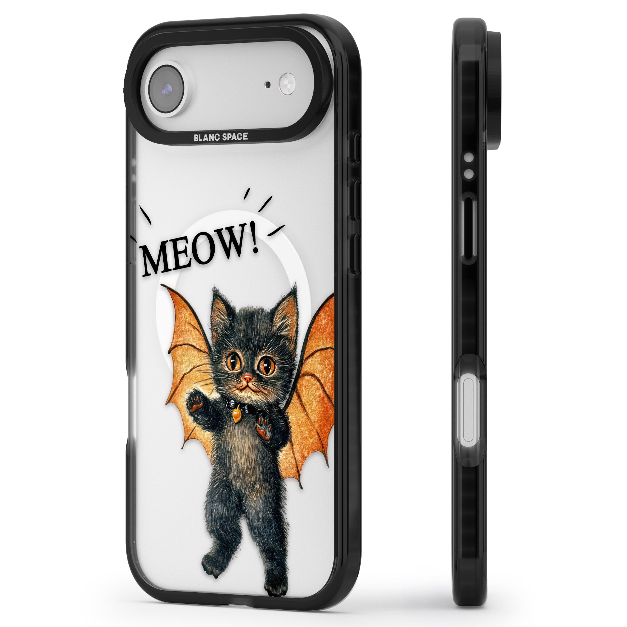 Meow iPhone 17 Air Impact Pro Black Phone Case Side Profile