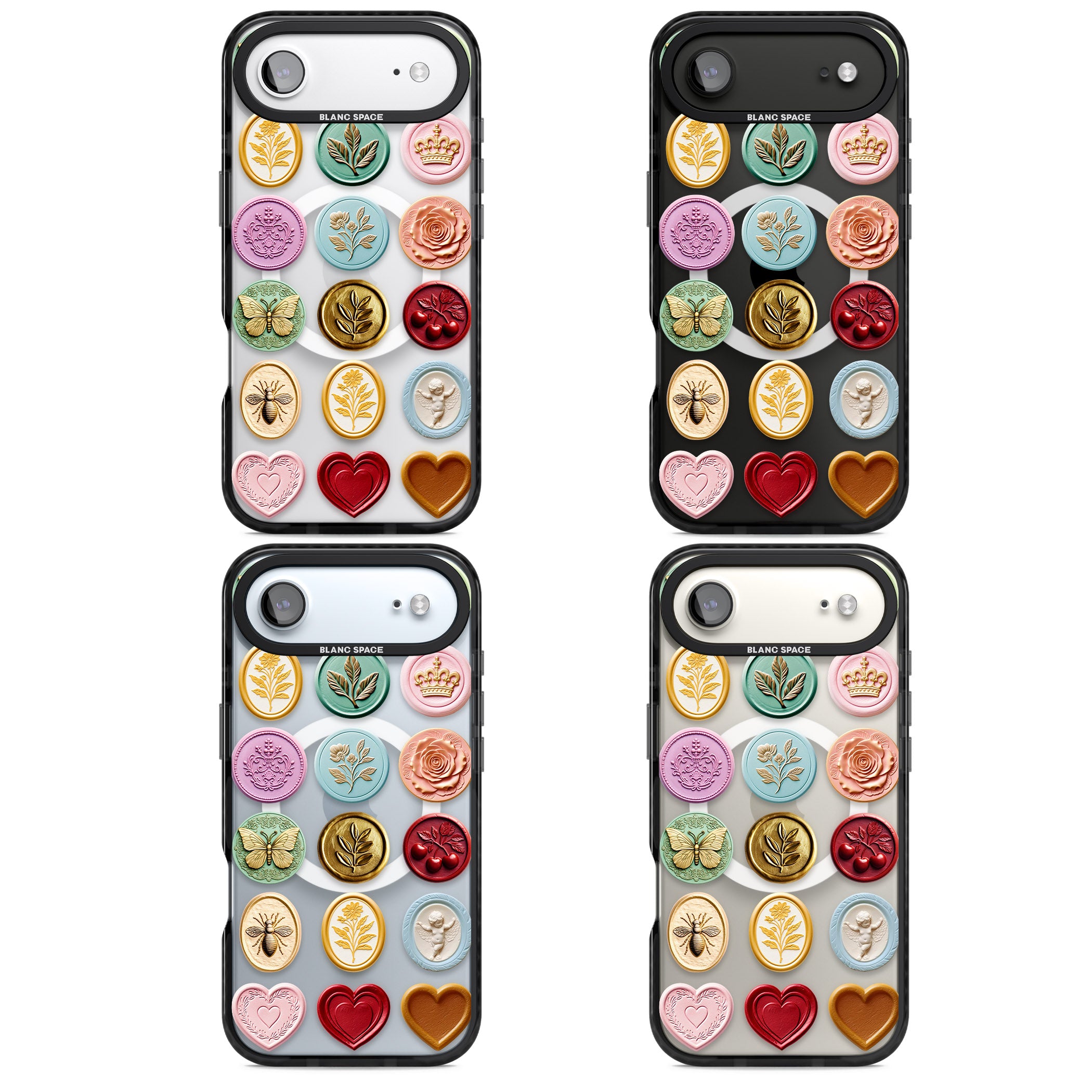 Vintage Wax Seal Pattern iPhone 17 Air Impact Pro Black Phone Case APT Impact Protection