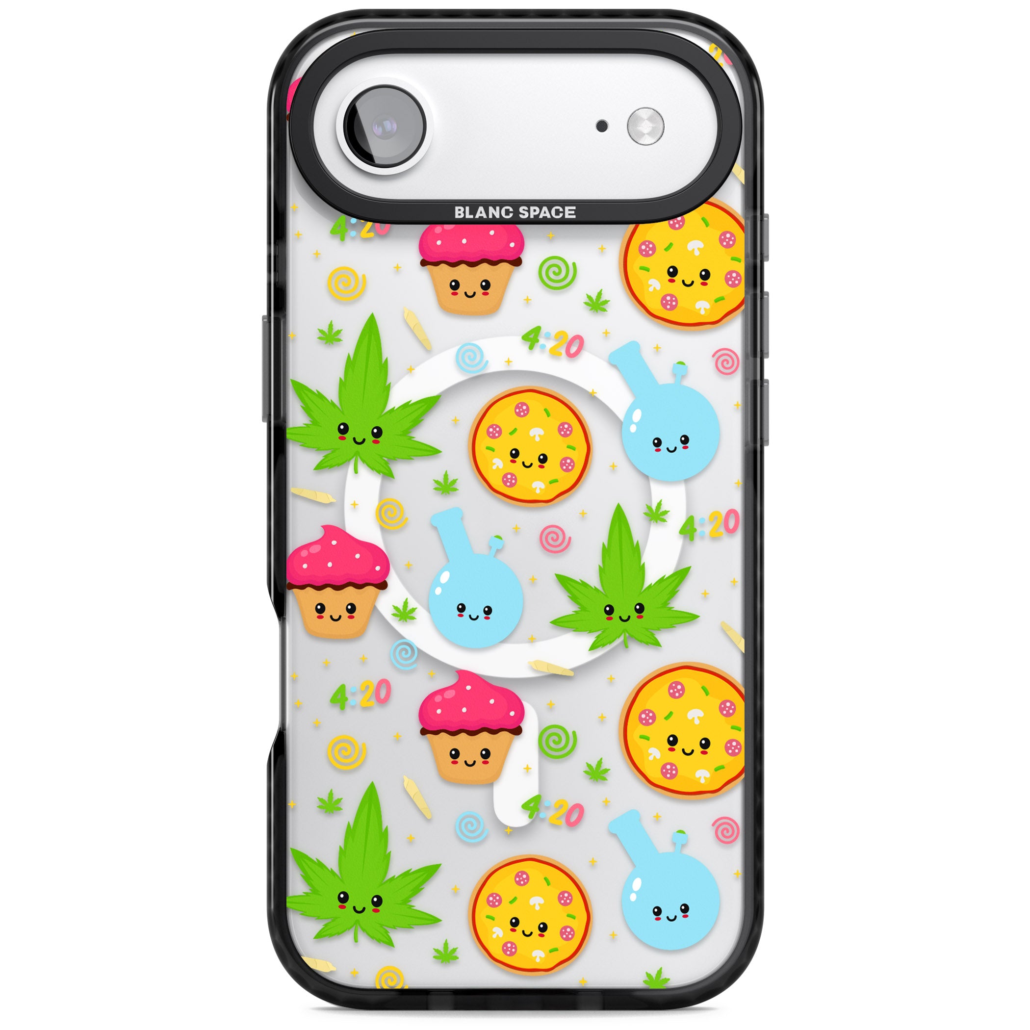 Kawaii Weed Pattern iPhone 17 Air Impact Pro Black Phone Case