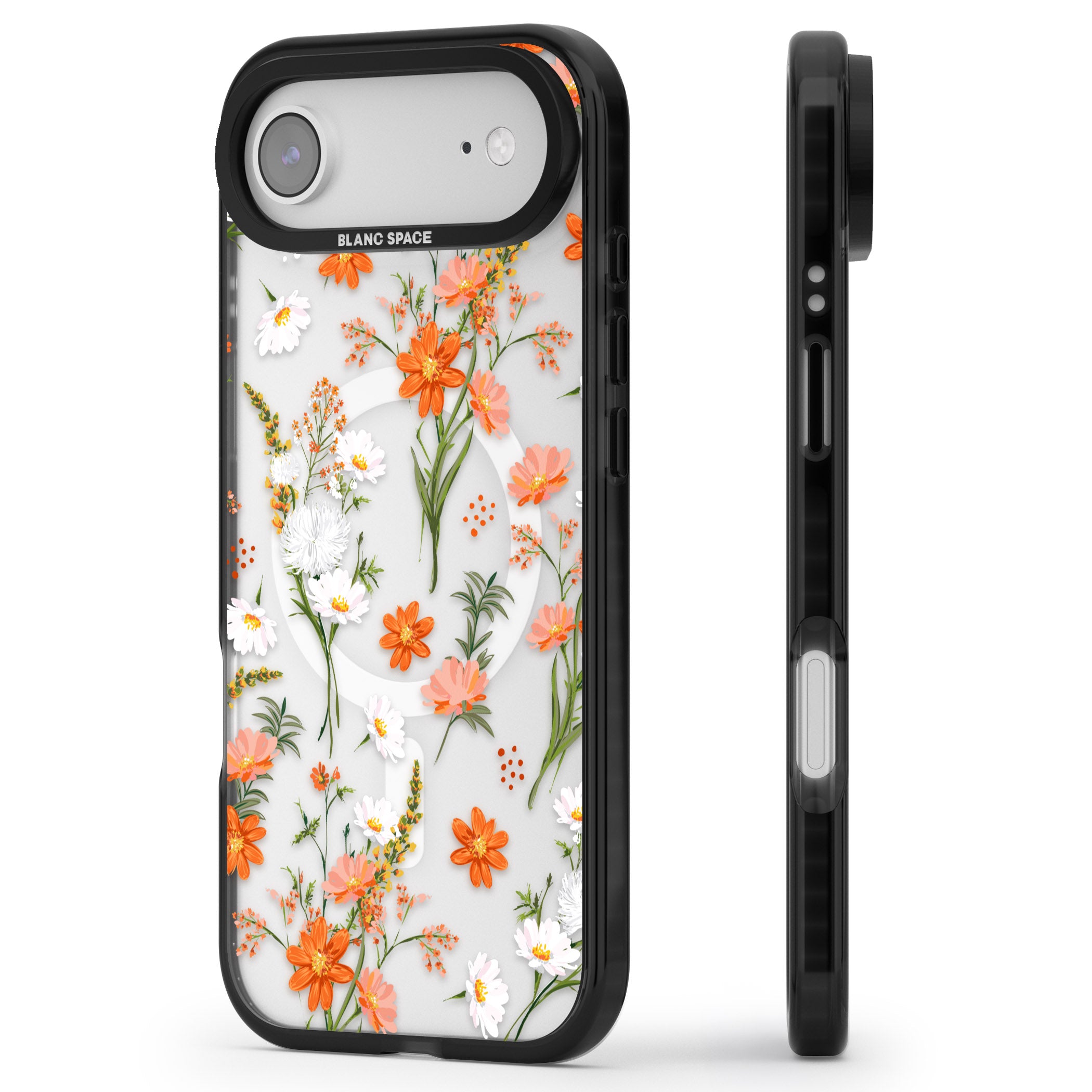 Sunset Wildflowers iPhone 17 Air Impact Pro Black Phone Case Side Profile