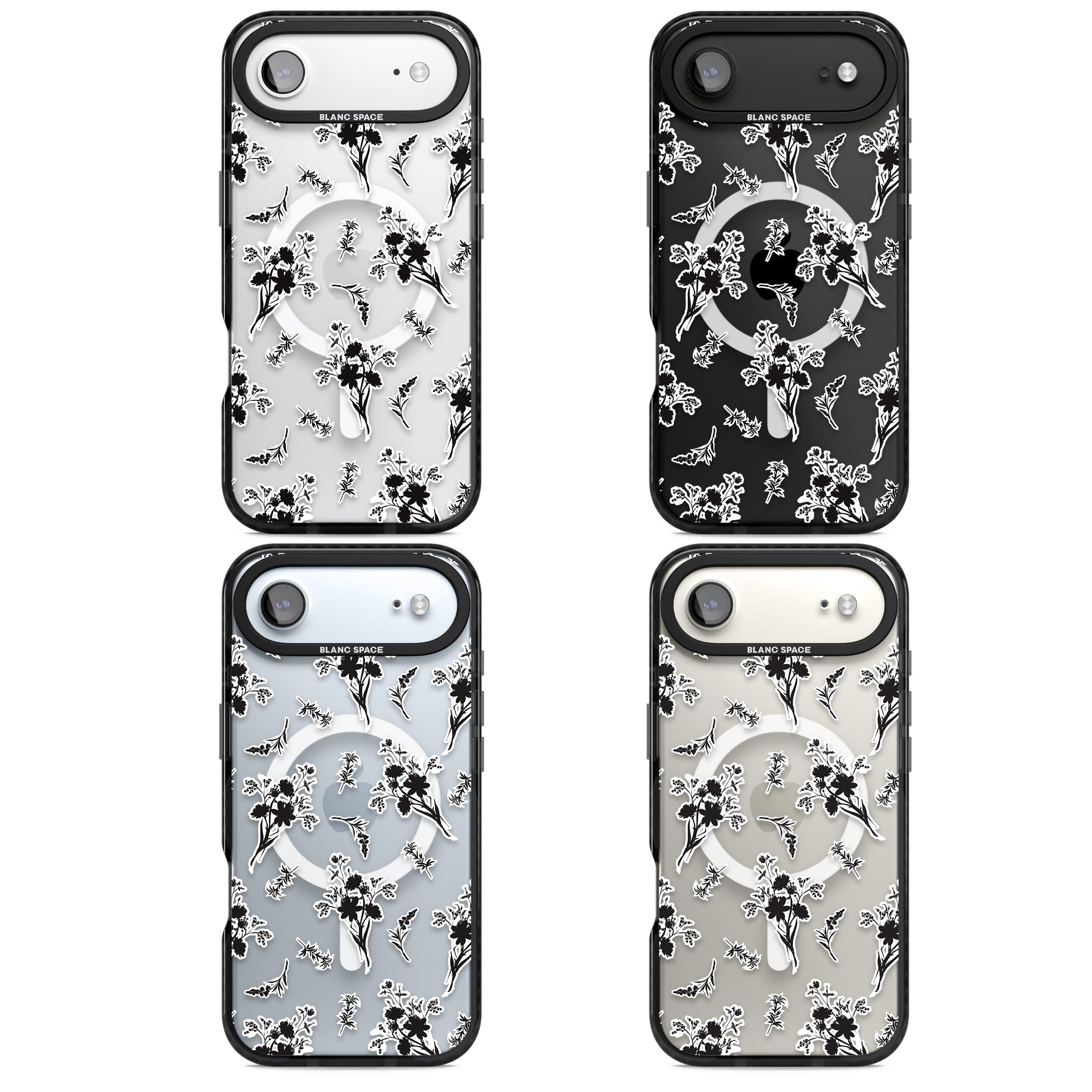 Black Sticker Wildflowers iPhone 17 Air Impact Pro Black Phone Case APT Impact Protection