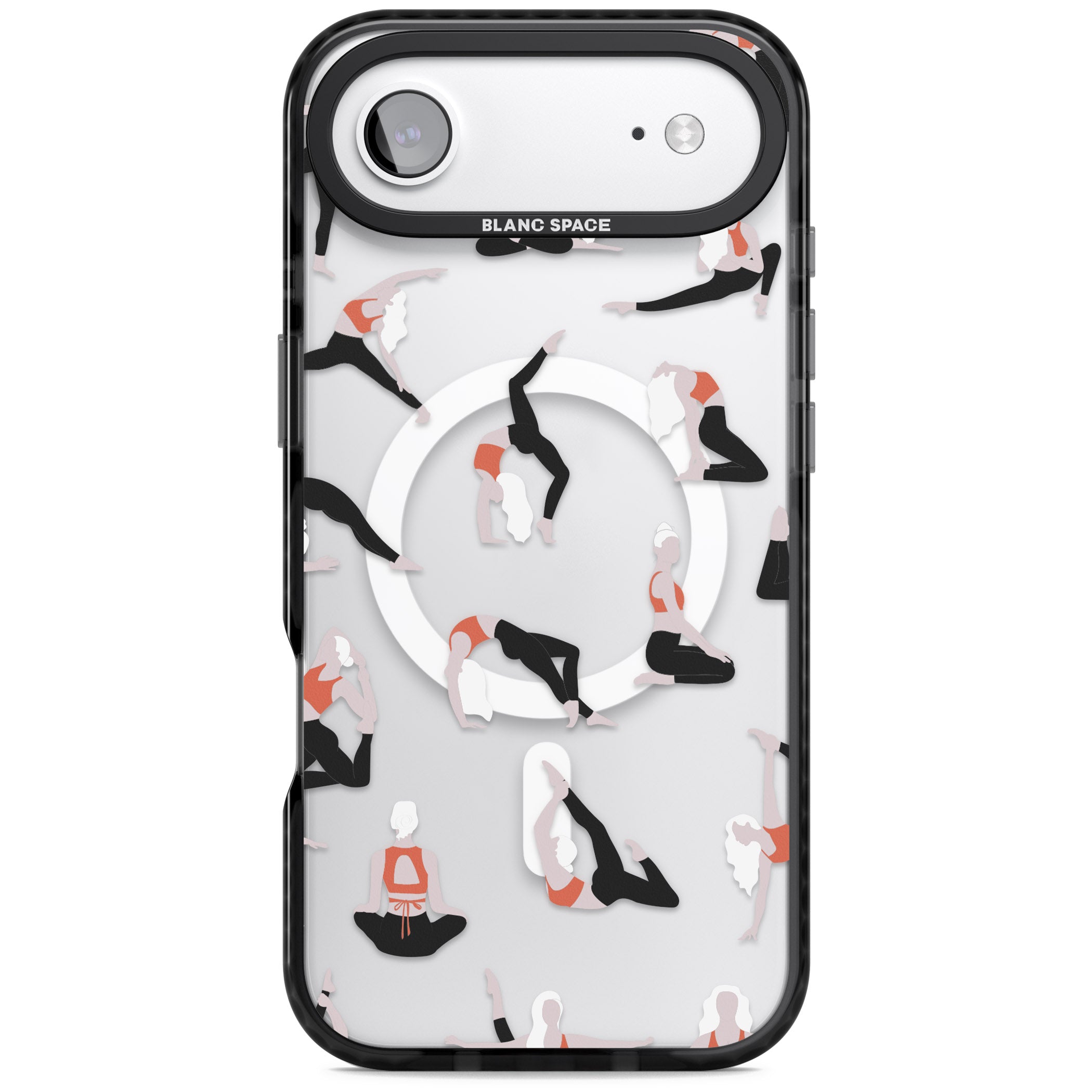 Yoga Poses Clear iPhone 17 Air Impact Pro Black Phone Case