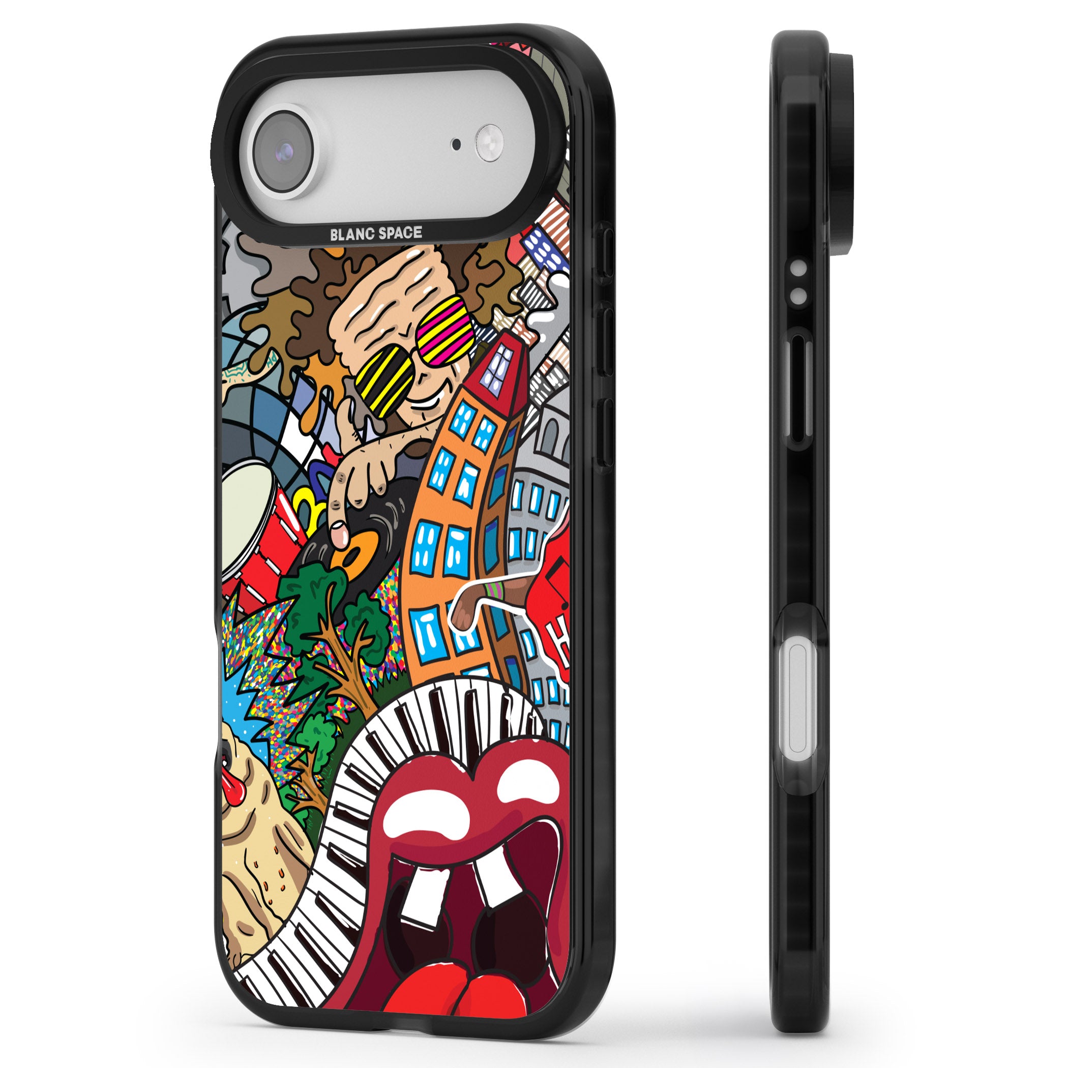 Funky Music City iPhone 17 Air Impact Pro Black Phone Case Side Profile