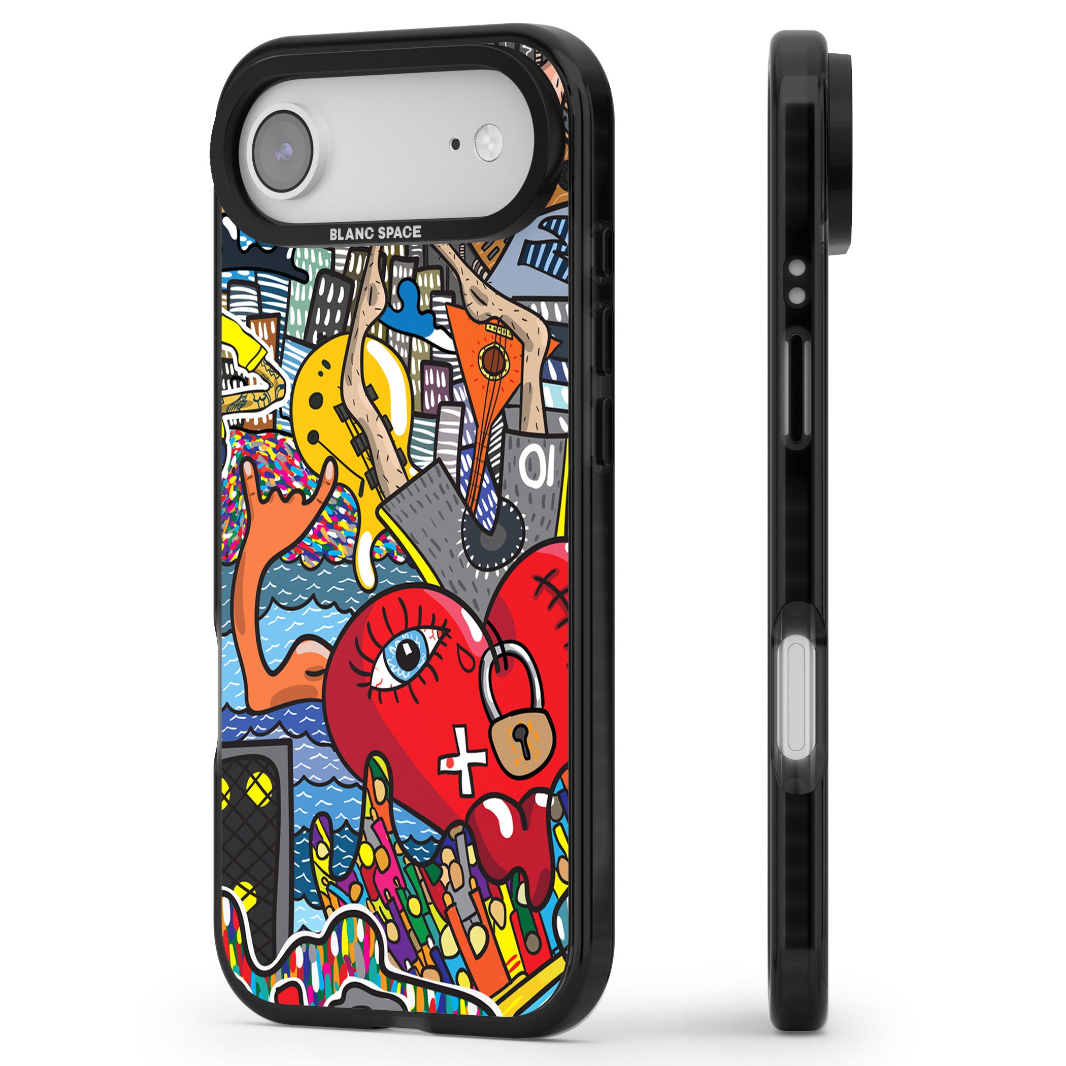 Crowd Tsunami iPhone 17 Air Impact Pro Black Phone Case Side Profile