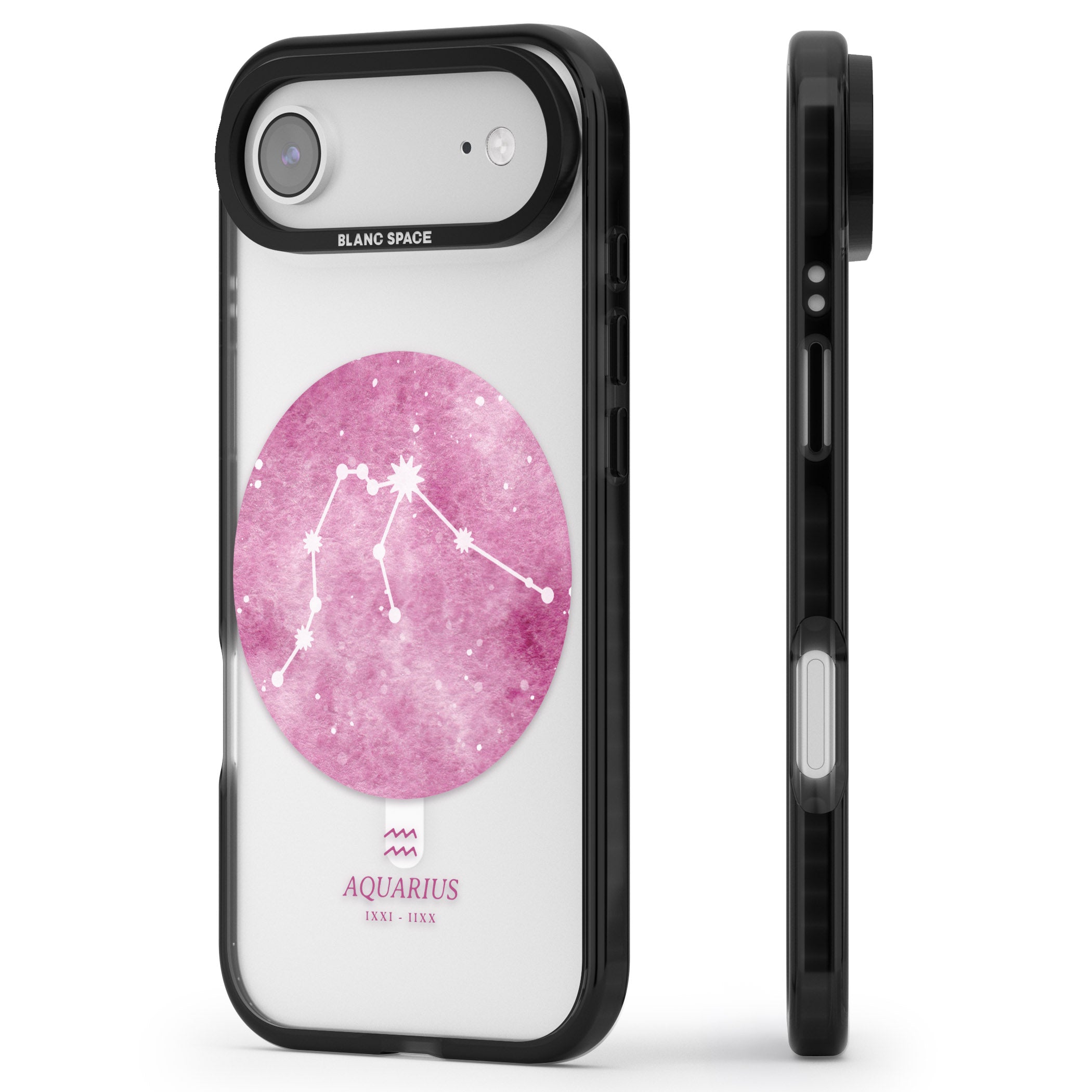 Aquarius Zodiac iPhone 17 Air Impact Pro Black Phone Case Side Profile