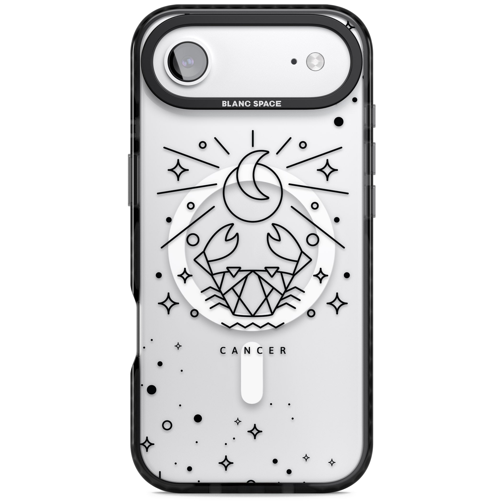 Zodiac Cancer Moon iPhone 17 Air Impact Pro Black Phone Case