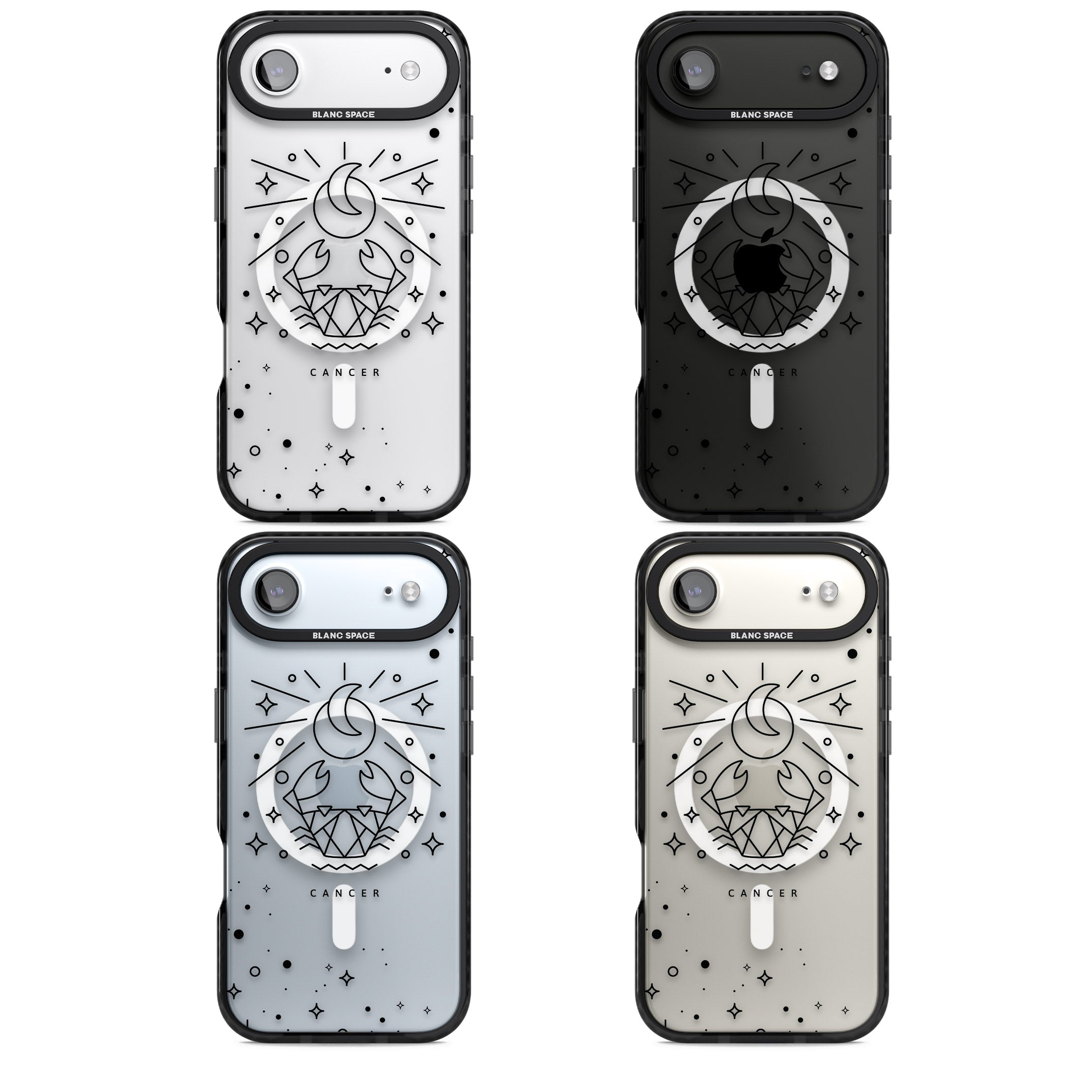 Zodiac Cancer Moon iPhone 17 Air Impact Pro Black Phone Case APT Impact Protection