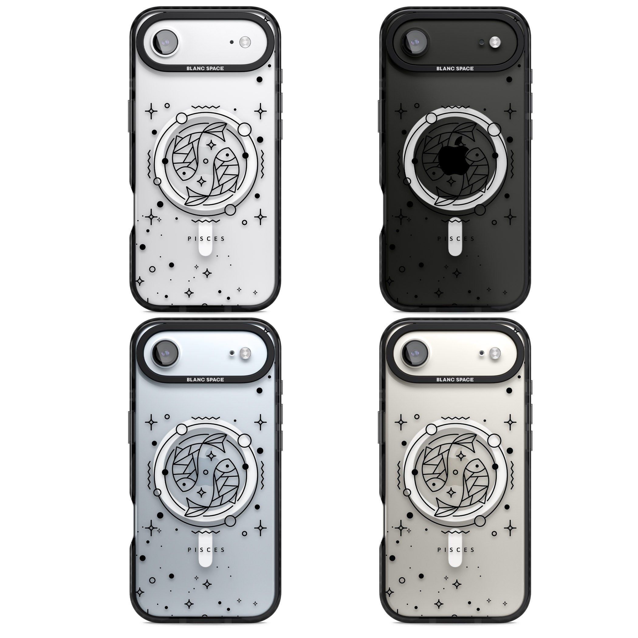Pisces Emblem Transparent iPhone 17 Air Impact Pro Black Phone Case APT Impact Protection