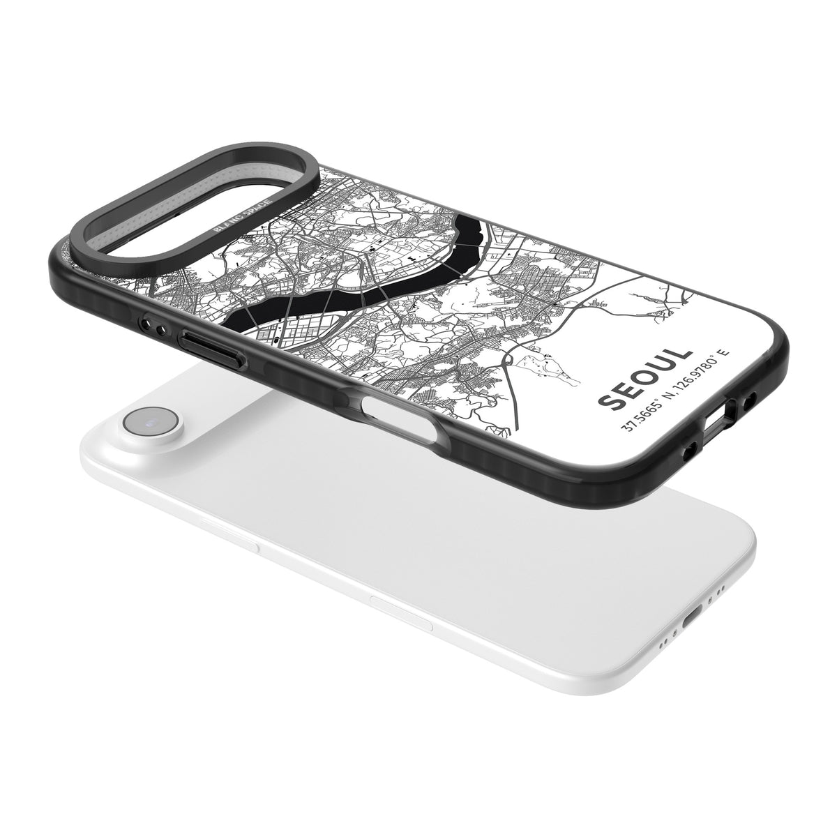 Seoul City Map iPhone Air Impact Black Phone Case angled