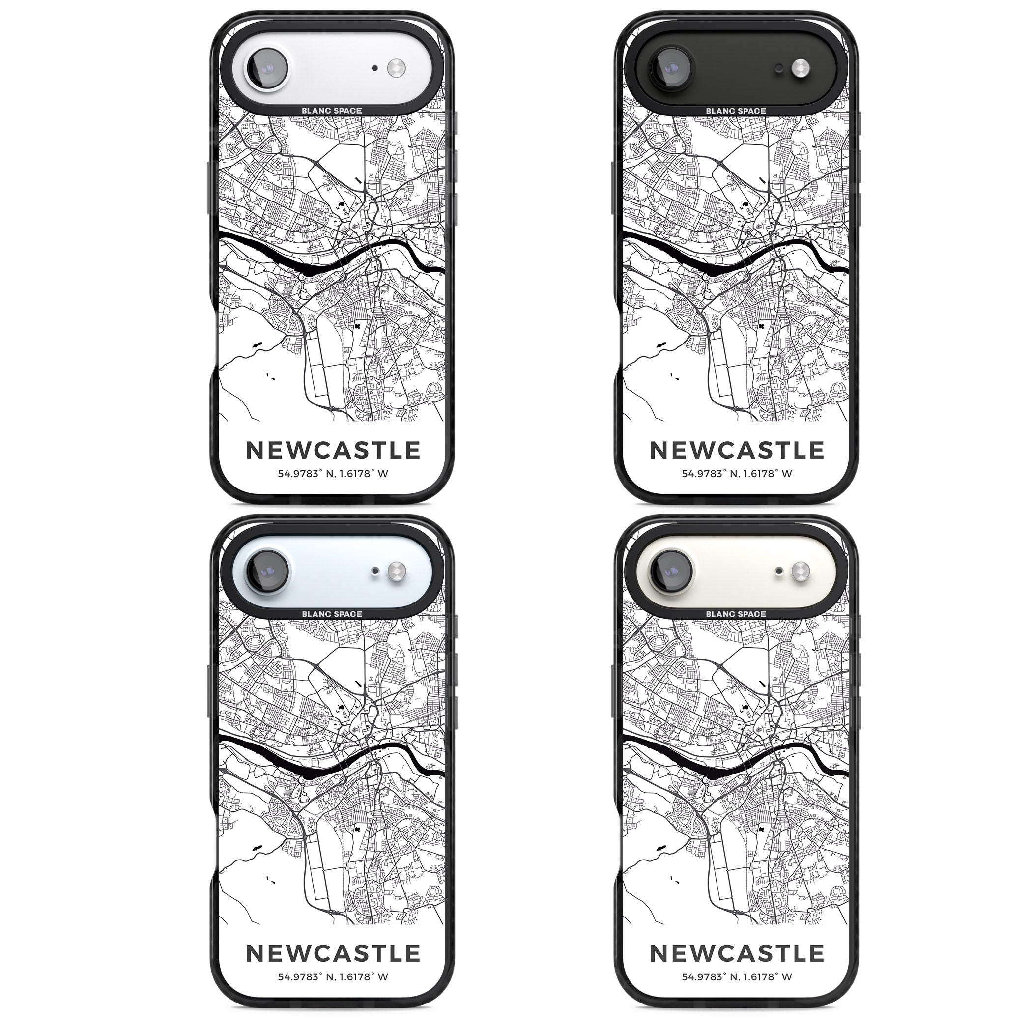 Newcastle City Map iPhone 17 Air Impact Black Phone Case APT Impact Protection