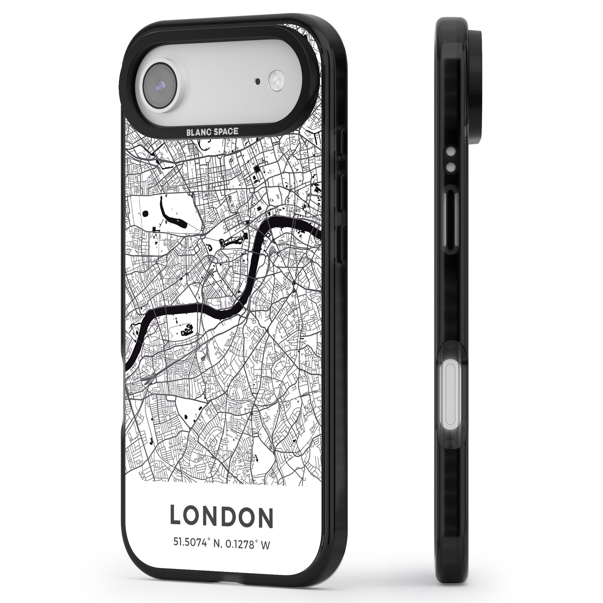 London Map iPhone 17 Air Impact Black Phone Case Side Profile
