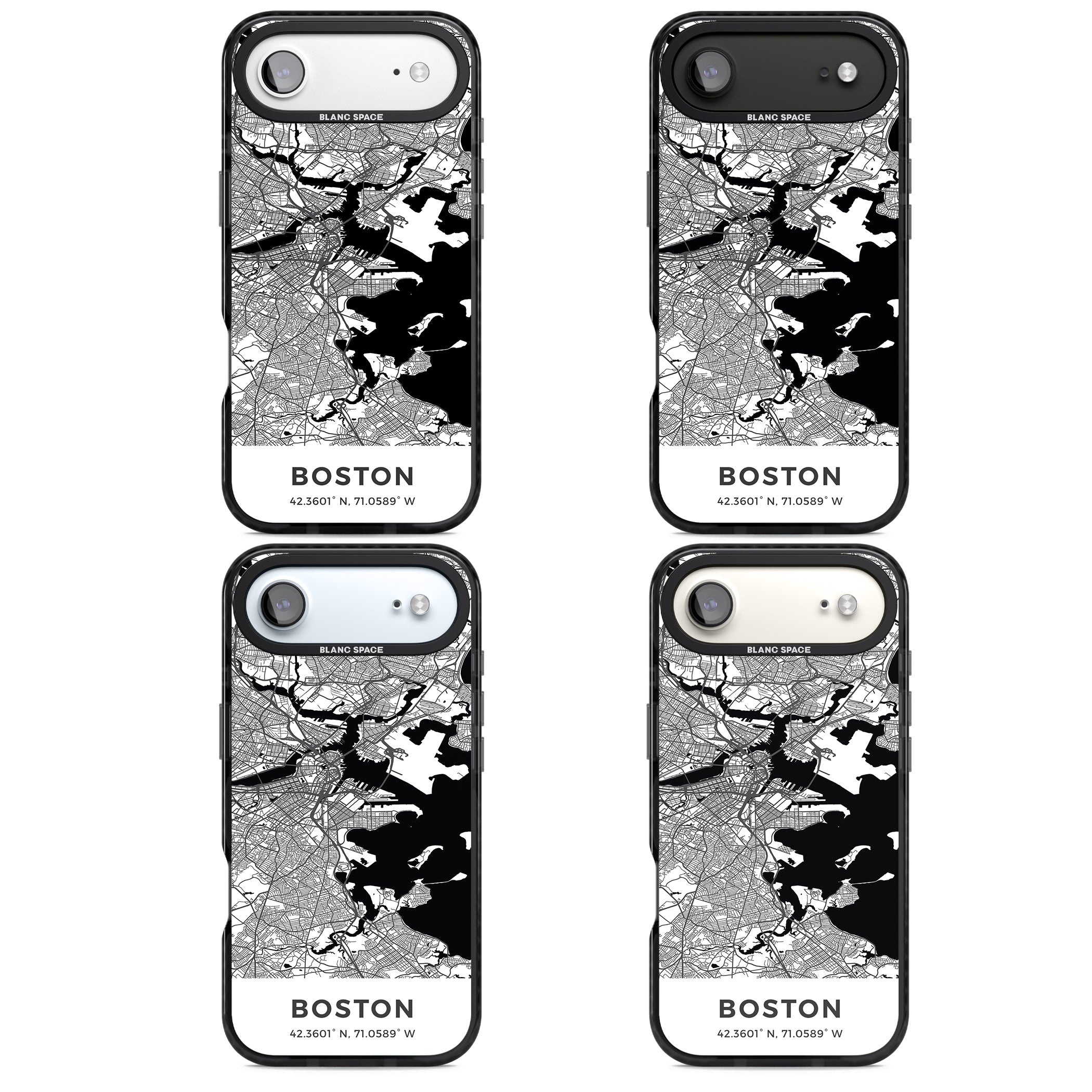 Boston Map iPhone 17 Air Impact Black Phone Case APT Impact Protection