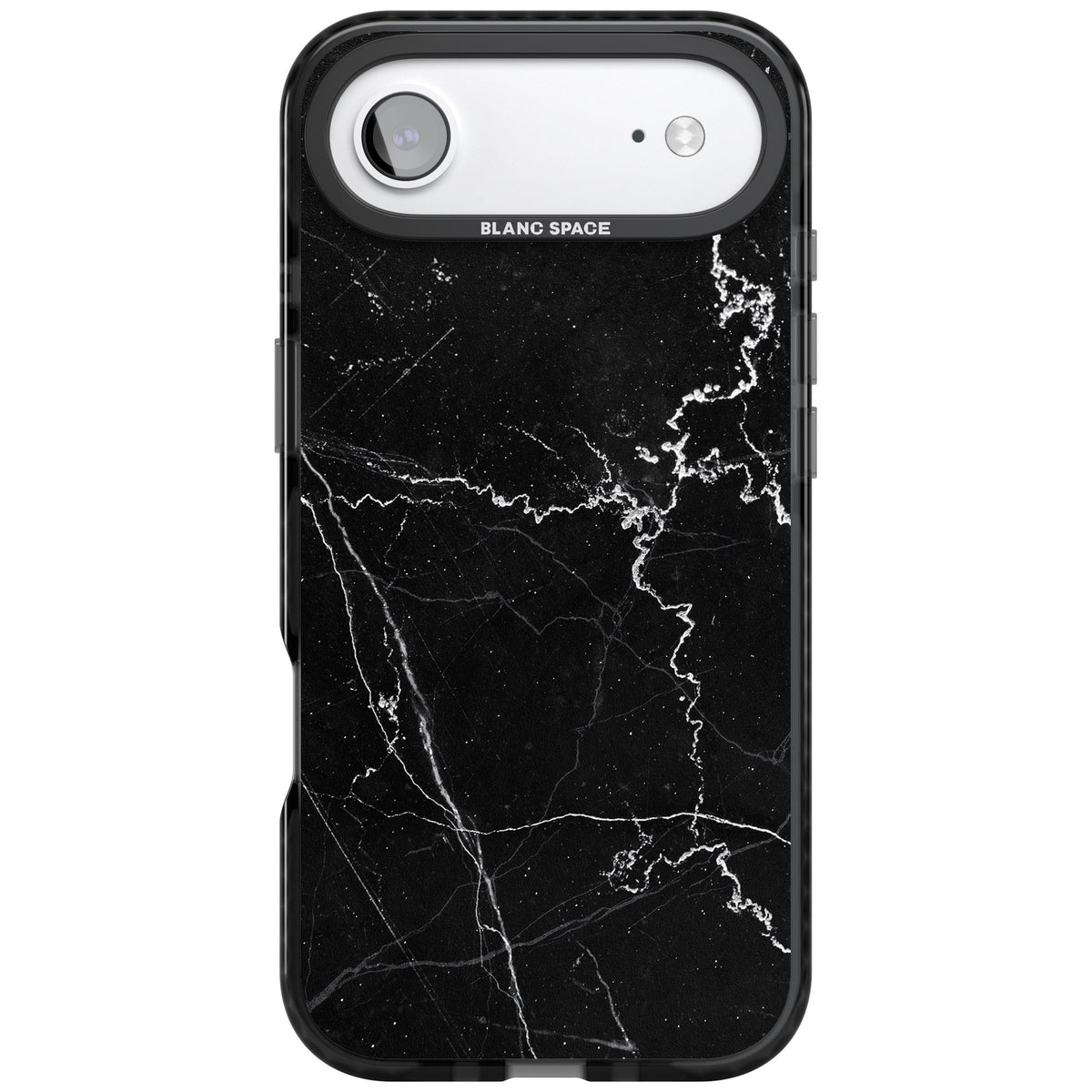 Bold Black Marble With White Texture iPhone Air Impact Black Phone Case front