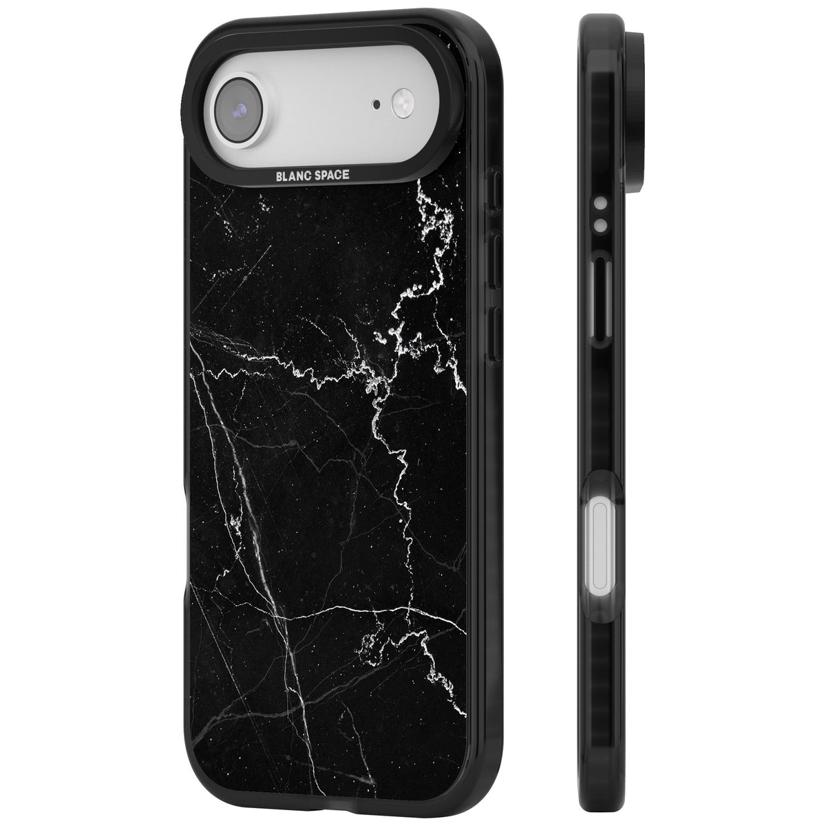 Bold Black Marble With White Texture iPhone Air Impact Black Phone Case side
